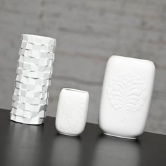 Set von 3 modernen deutschen Scherzer-Vasen aus weißem, mattem Porzellan und Biskuit