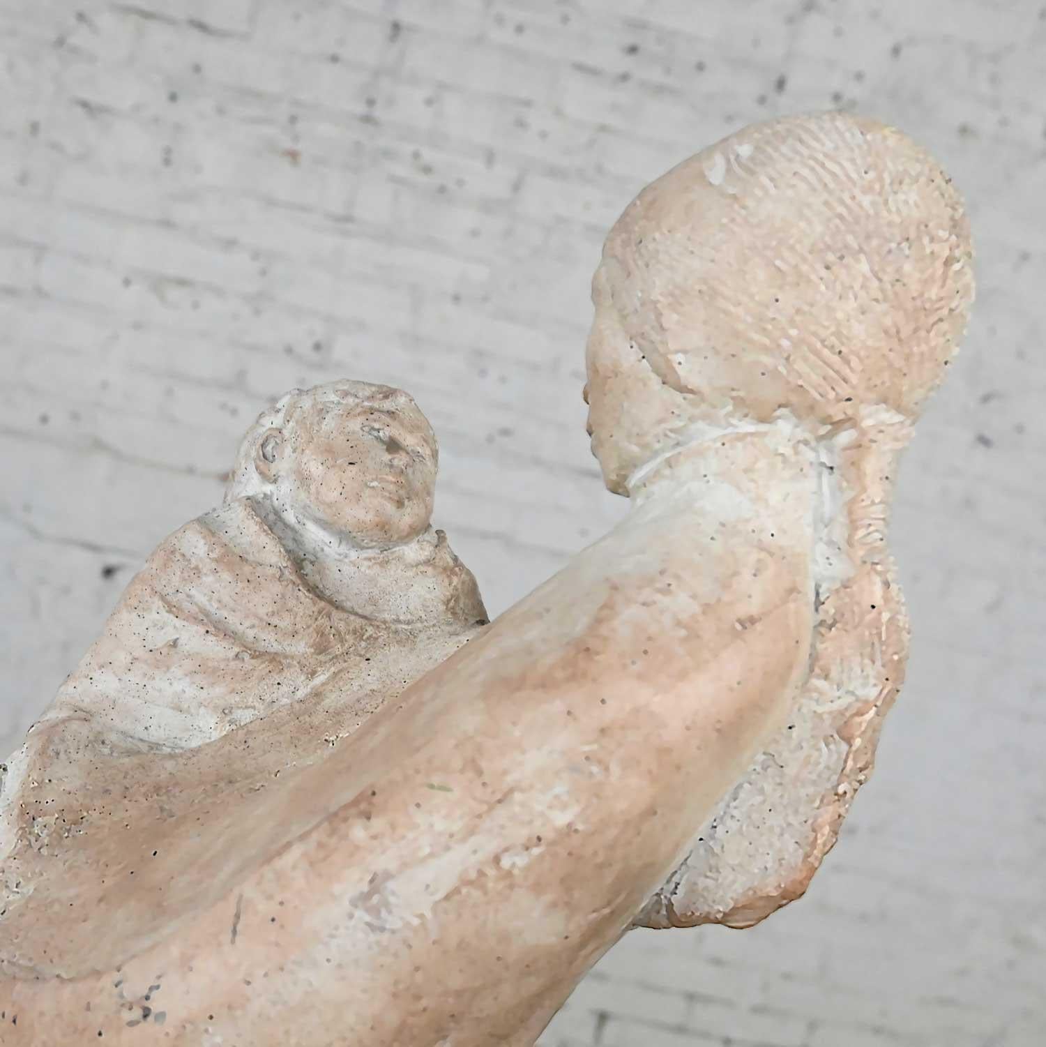 Composition Vintage Modern Sculpture Mother & Child by Willow Woosav for Austin Productions For Sale