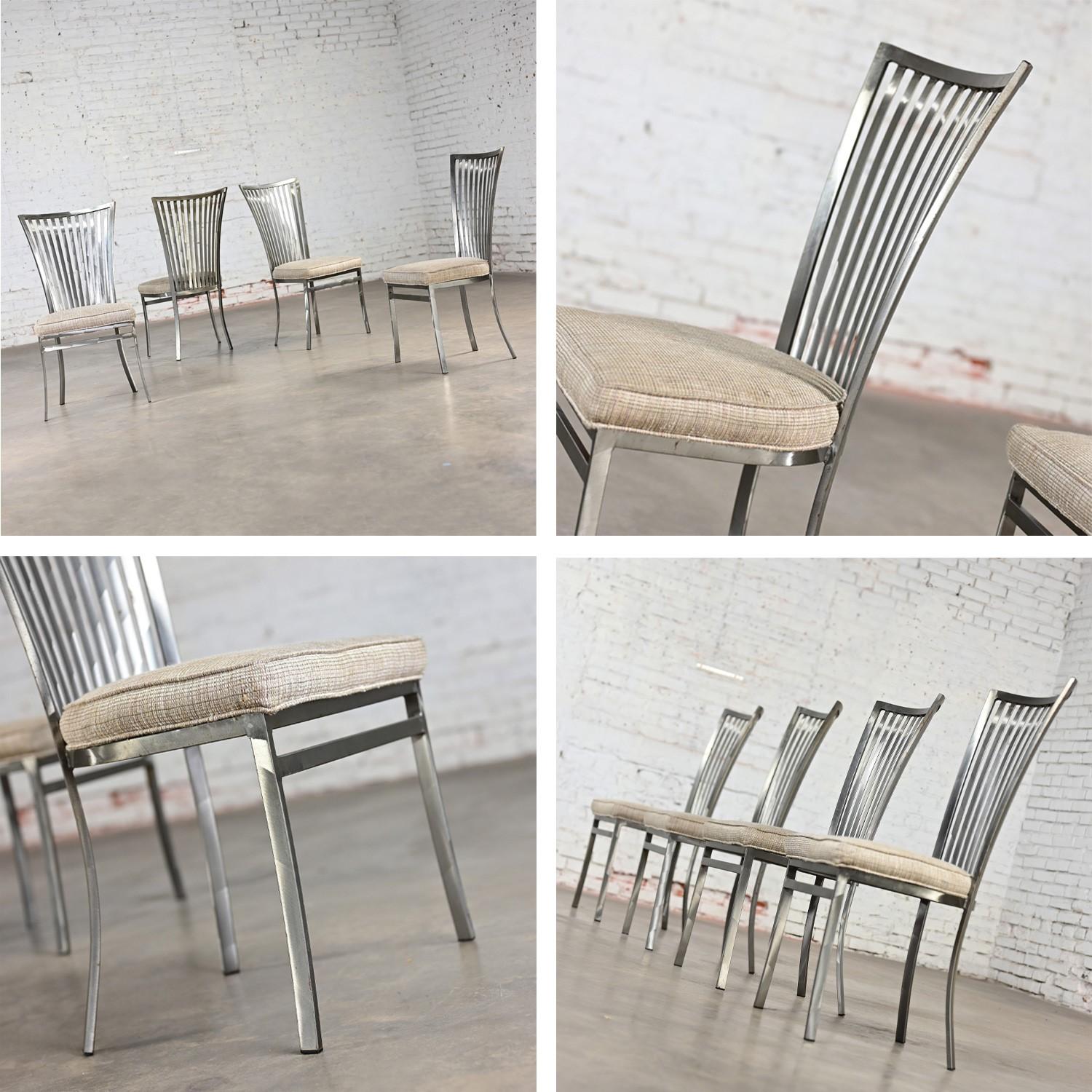 Set di 4 sedie da pranzo o laterali con schienale in acciaio a doghe Shaver Howard, moderne e vintage in vendita 3