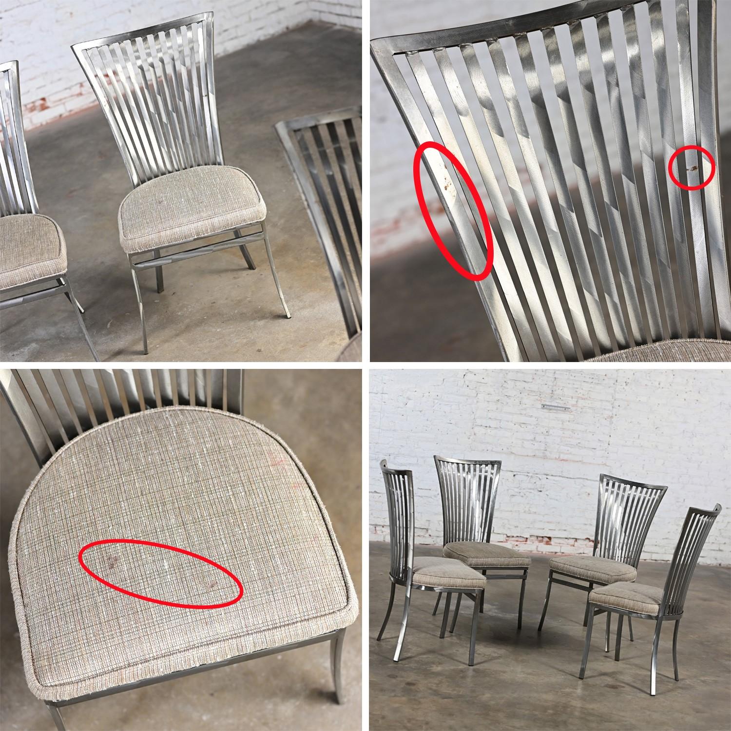 Set di 4 sedie da pranzo o laterali con schienale in acciaio a doghe Shaver Howard, moderne e vintage in vendita 5