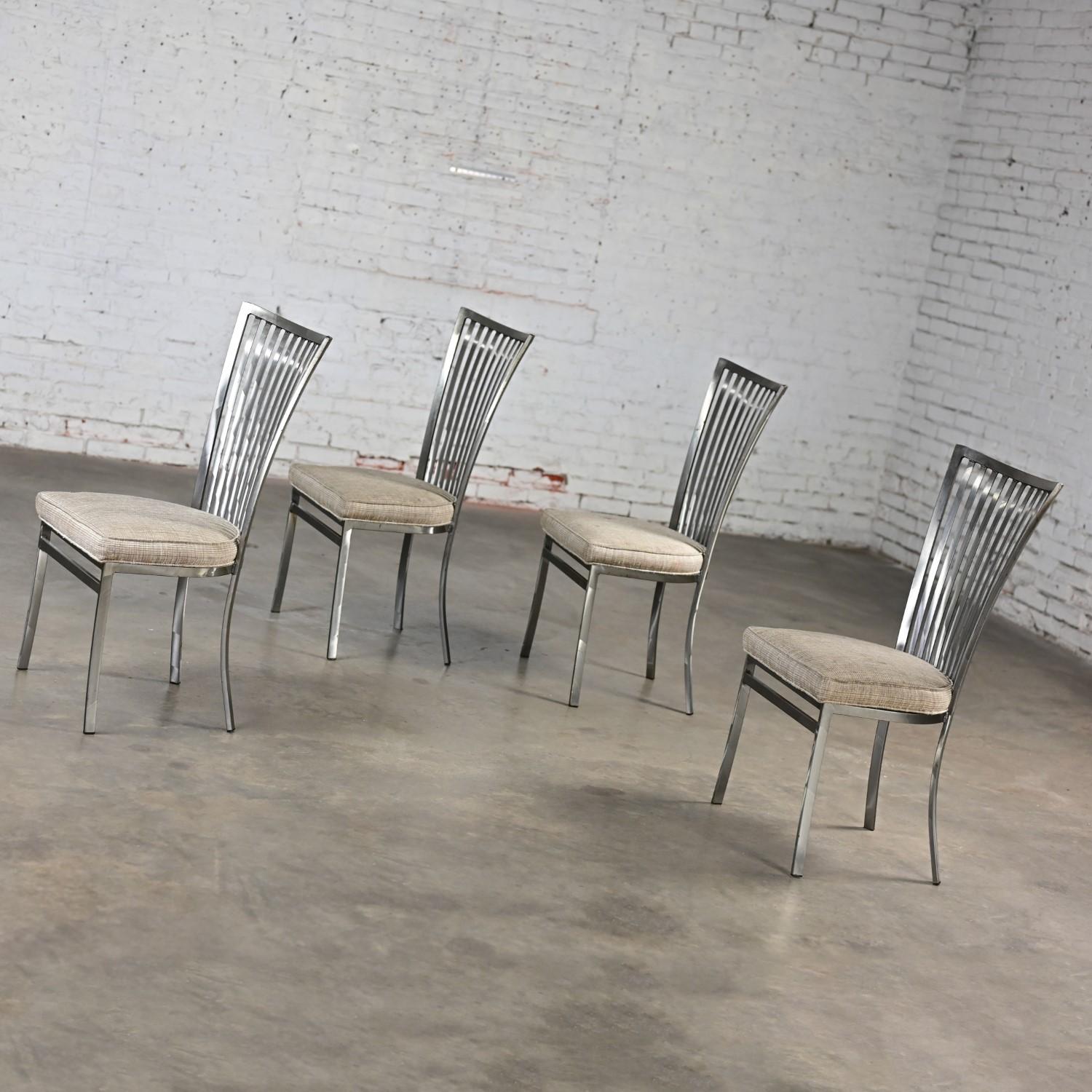 Set di 4 sedie da pranzo o laterali con schienale in acciaio a doghe Shaver Howard, moderne e vintage in vendita 7