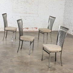 Vintage Modern Shaver Howard Lattenrost Stahl Rücken Esszimmer oder Seite Stühle Satz von 4