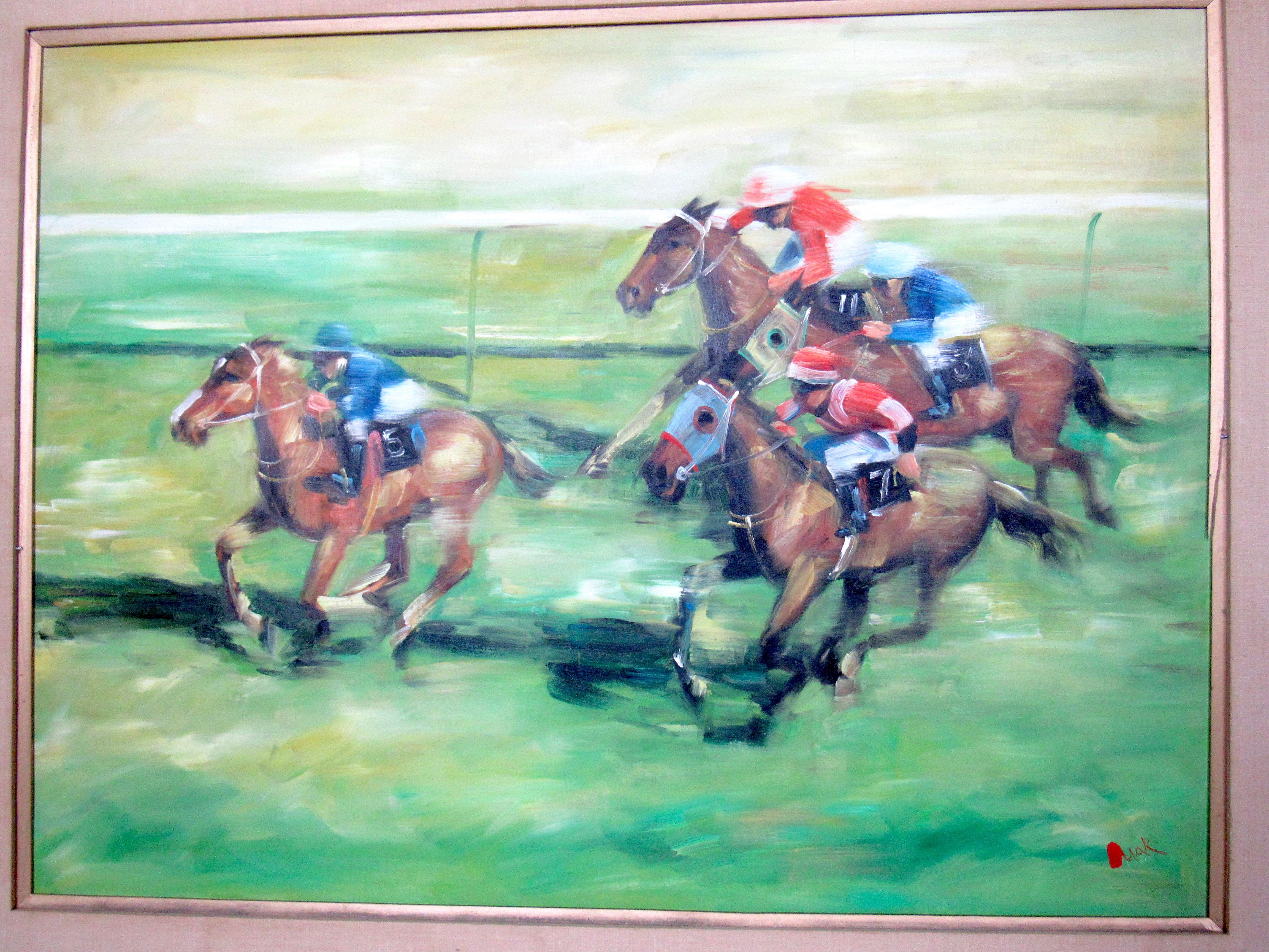 Mid-Century Modern Vintage Modern Signed Horse Painting