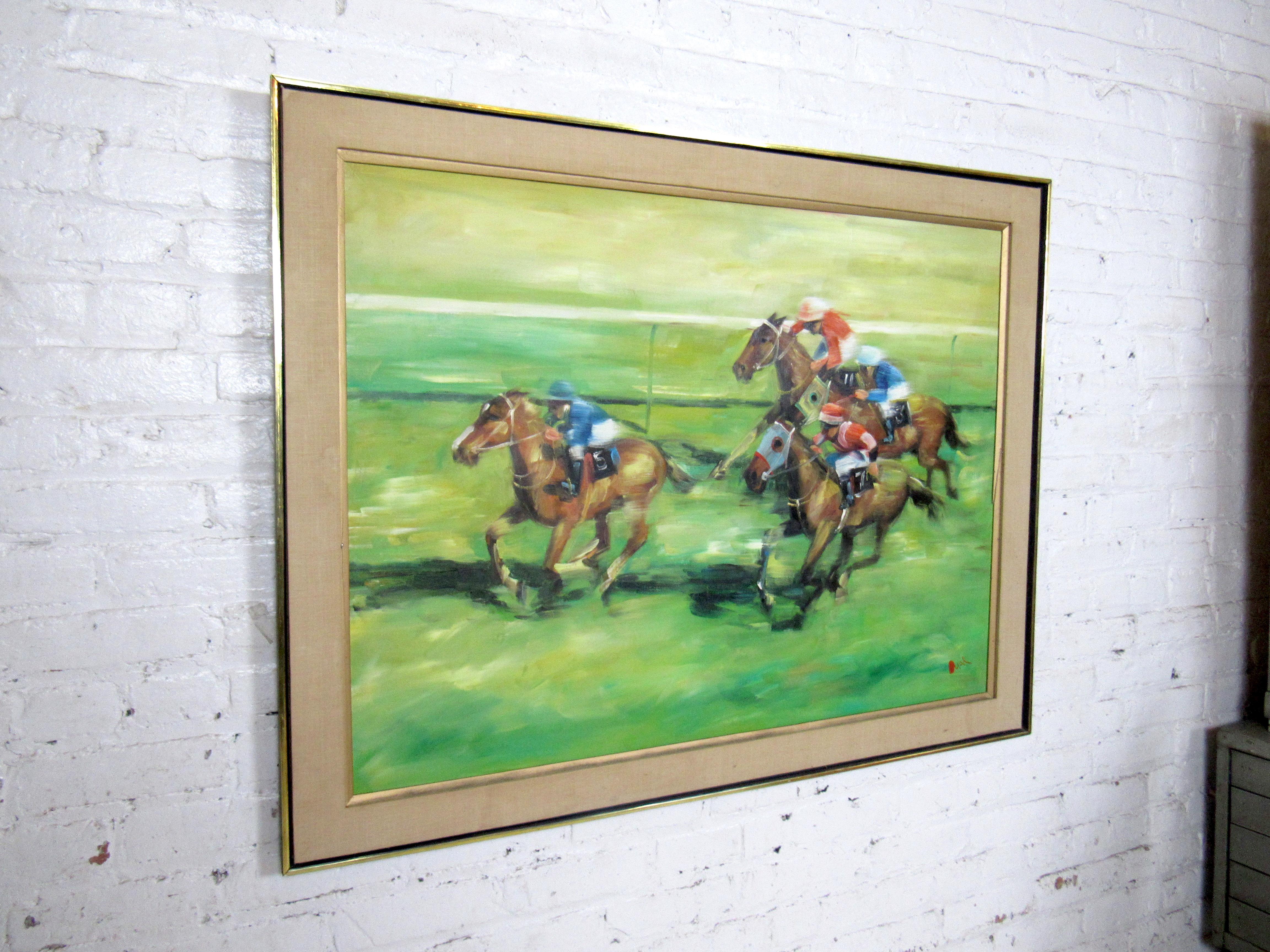 Vintage Modern Signed Horse Painting In Good Condition In Brooklyn, NY