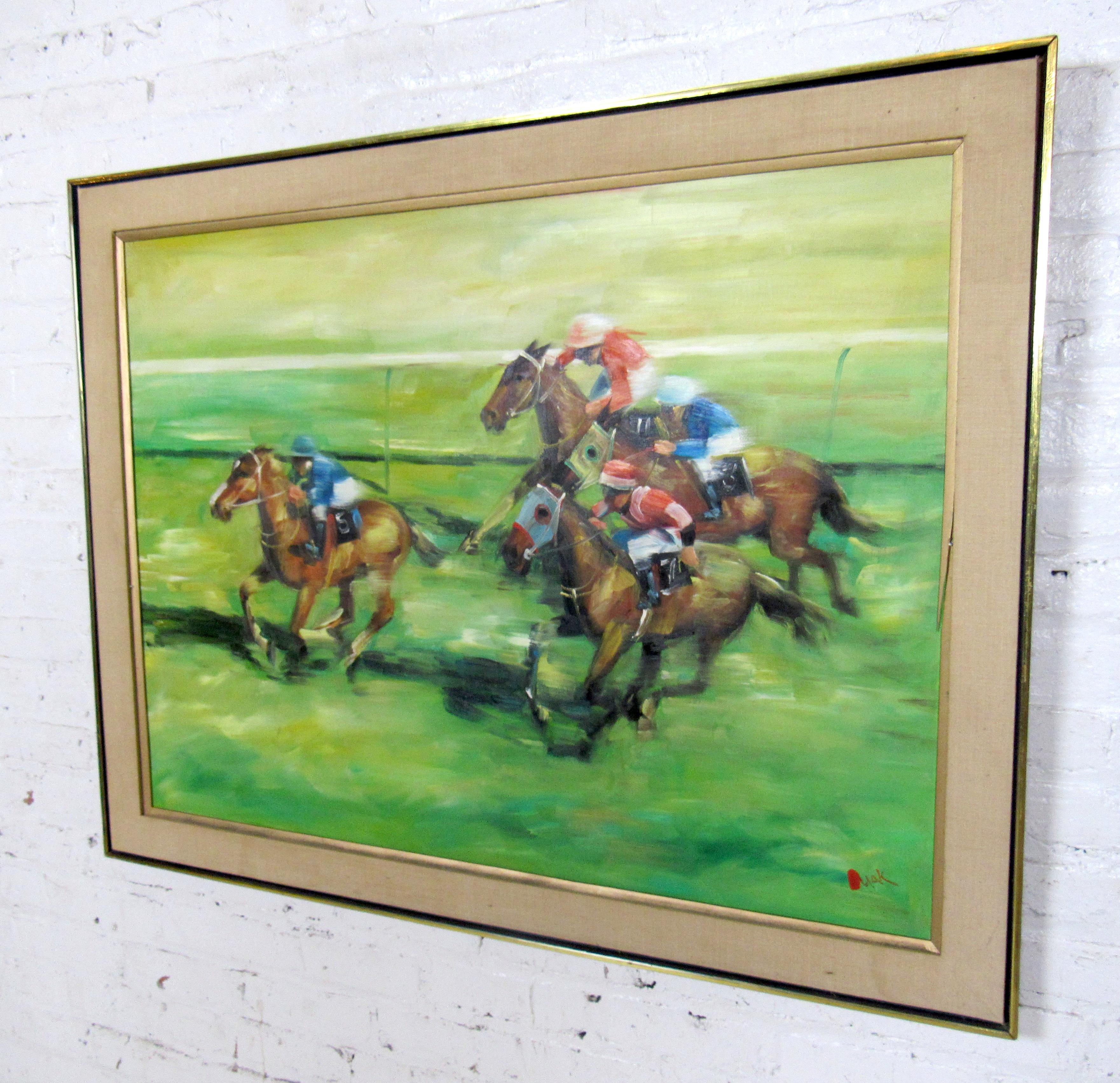 Mid-20th Century Vintage Modern Signed Horse Painting
