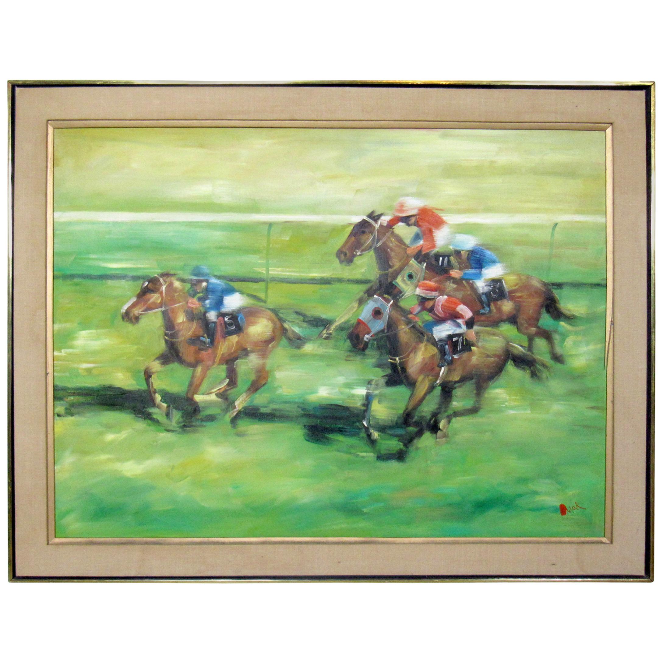 Vintage Modern Signed Horse Painting