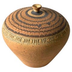 Vintage Modern Signed Studio Pottery Vessel Weed Pot Vase in Stoneware 1985