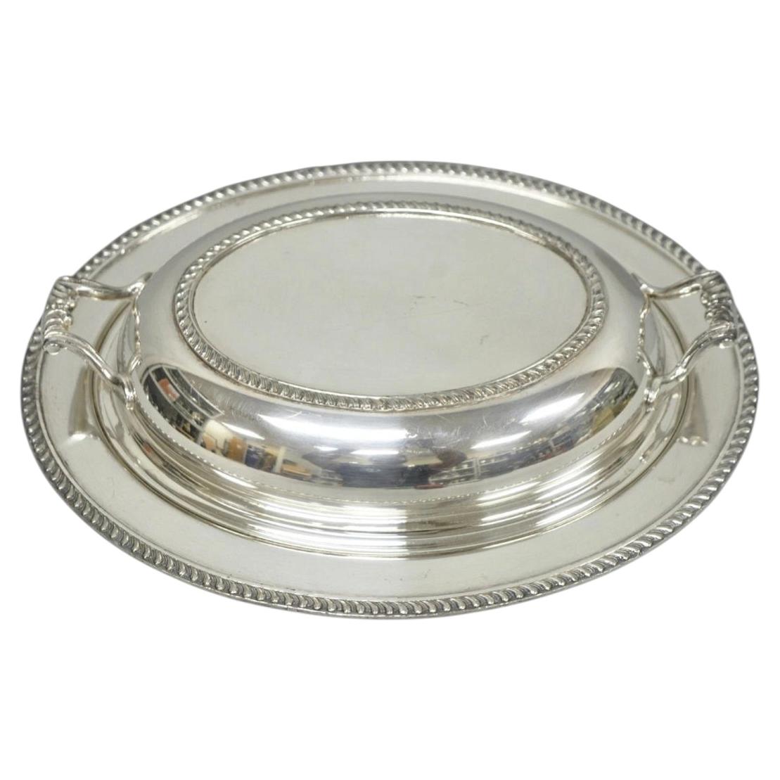 Vintage Modern Silver Mfg Co Silver Plated Twin Handle Vegetable Serving Dish For Sale