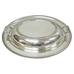 Vintage Modern Silver Mfg Co Silver Plated Twin Handle Vegetable Serving Dish