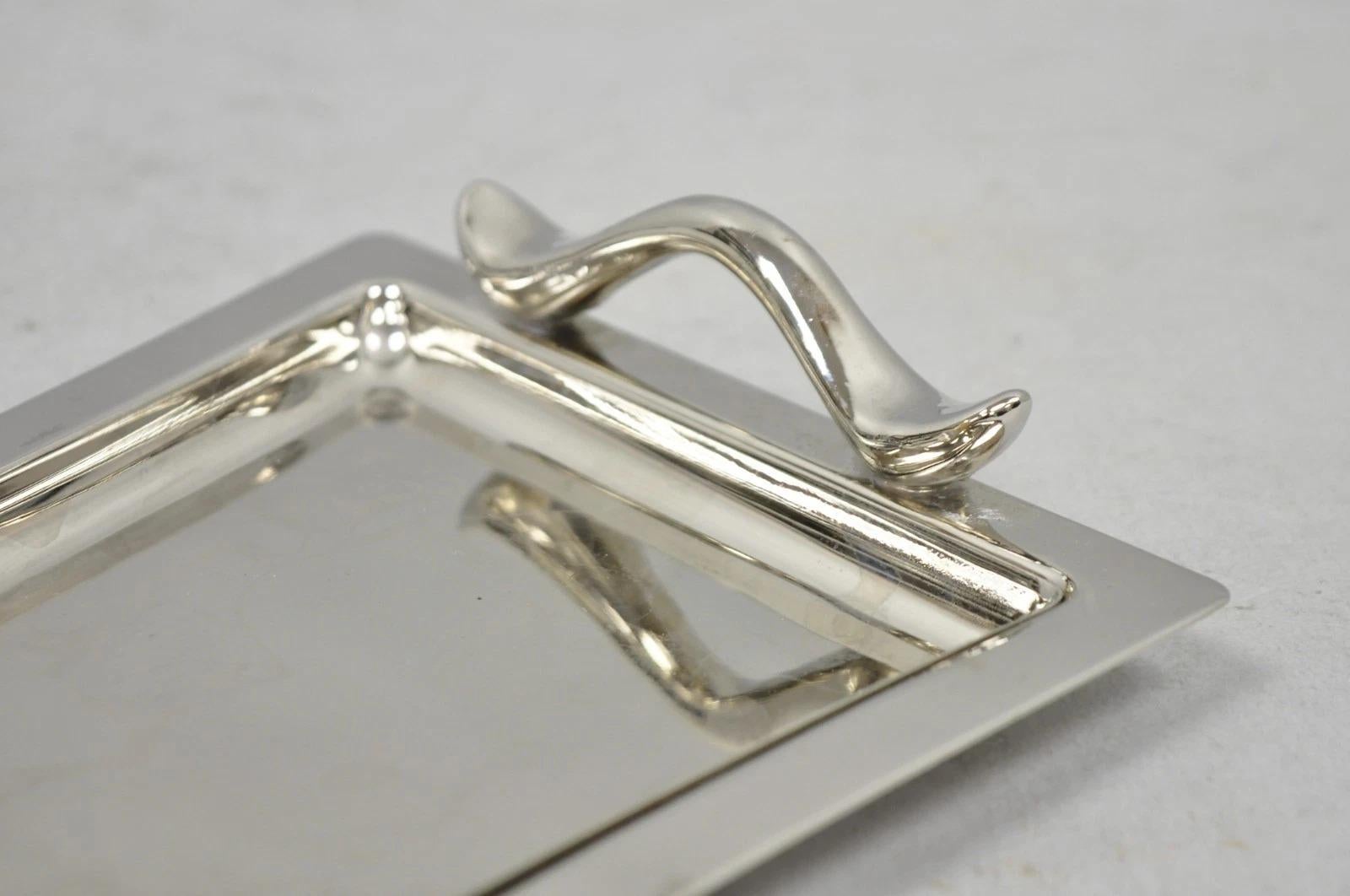 Vintage Modern Silver Plated 3 Section Narrow Serving Tray Trinket Dish by Towle en vente 2