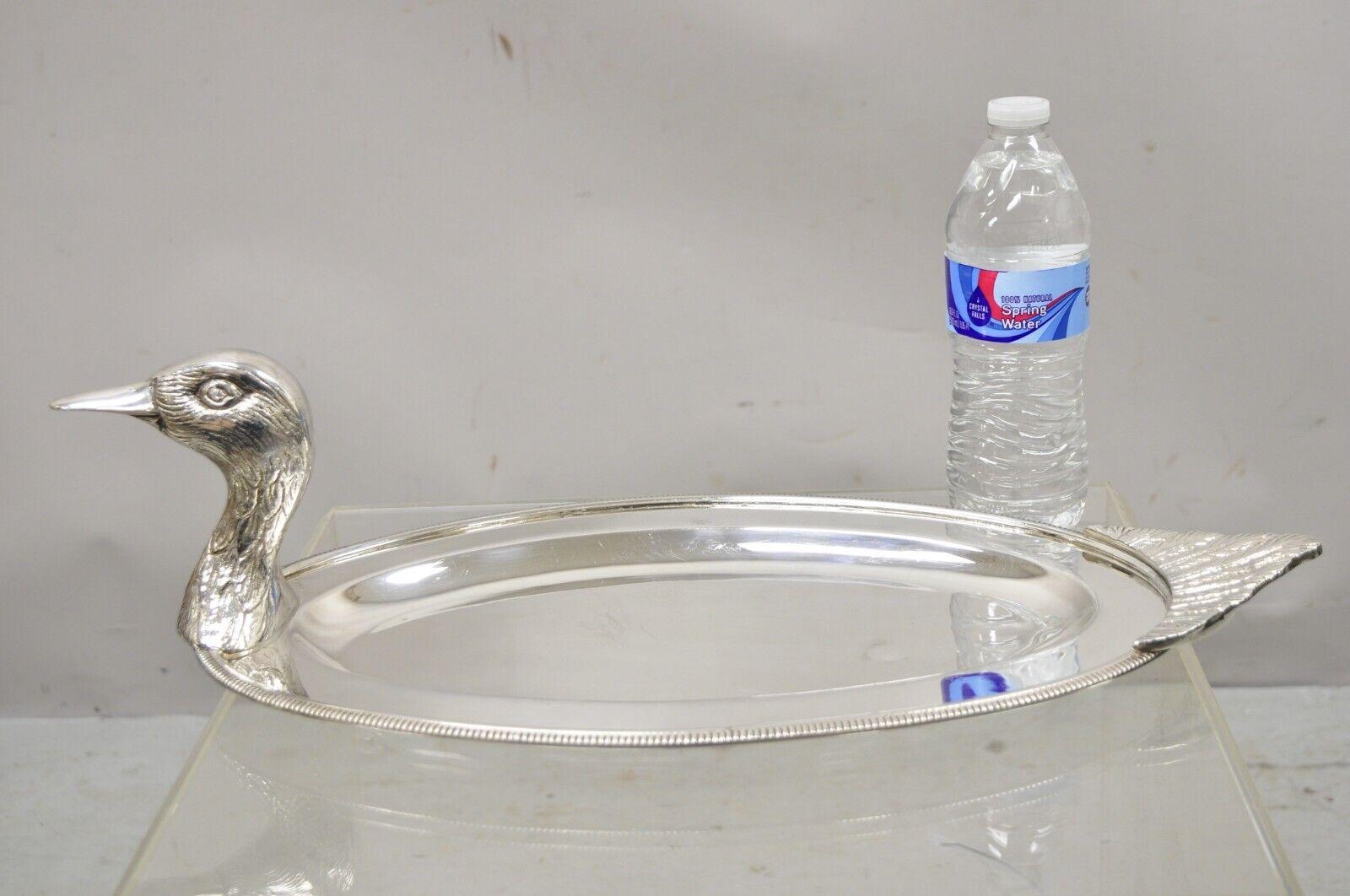 Vintage Modern Silver Plated Duck Mallard Serving Platter Attr. Teghini Firenze 6