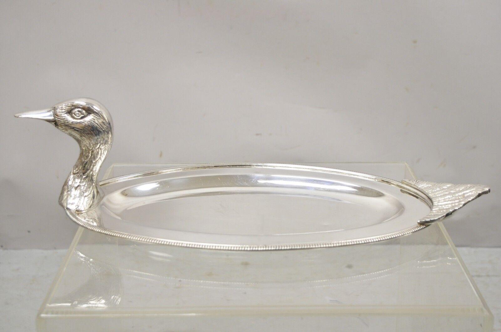 Vintage Modern Silver Plated Duck Mallard Serving Platter Attr. Teghini Firenze 7