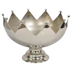 Vintage Modern Silver Plated "Royal Crown" Round Silver Plated Centerpiece Bowl