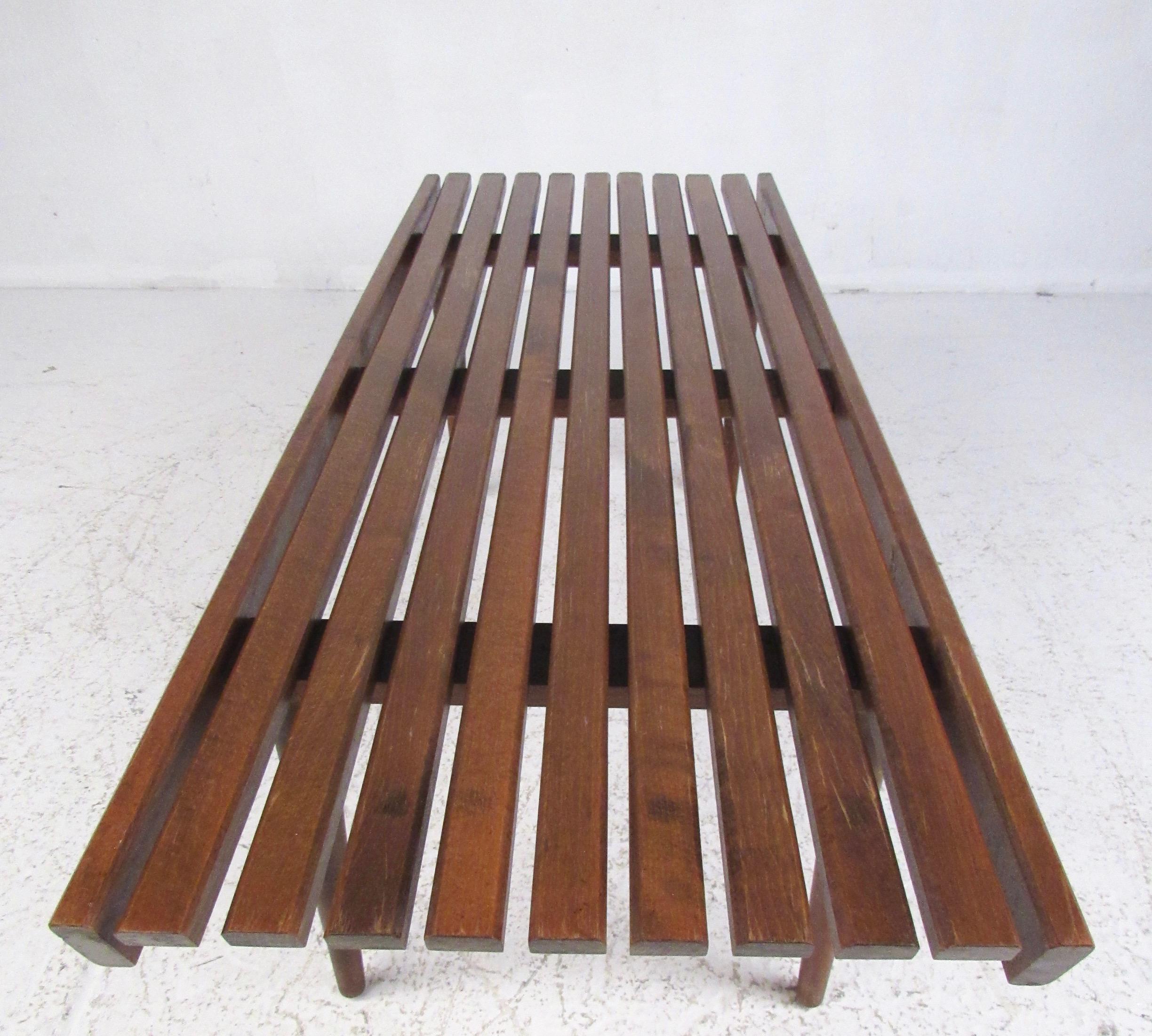 Mid-Century Modern Vintage Modern Slat Bench or Table