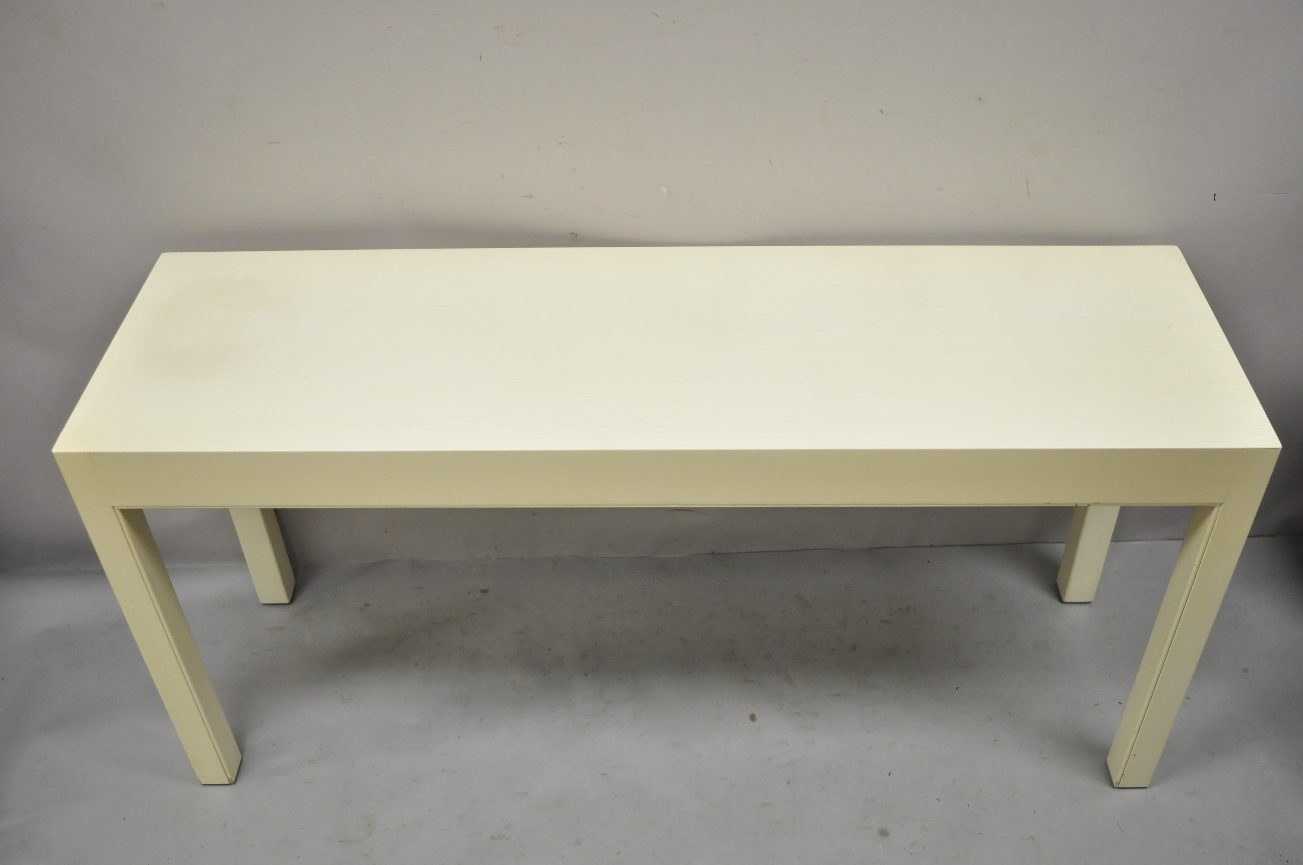 Mid-Century Modern Vintage Modern Solid Wood Cream Lacquered Parsons Style Console Sofa Hall Table