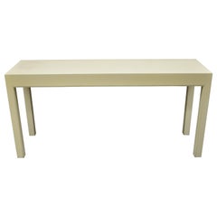 Vintage Modern Solid Wood Cream Lacquered Parsons Style Console Sofa Hall Table