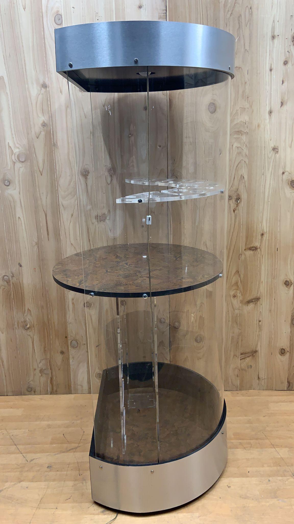 Plexiglass  Vintage Modern Space Age Cylindrical Tower Bar For Sale