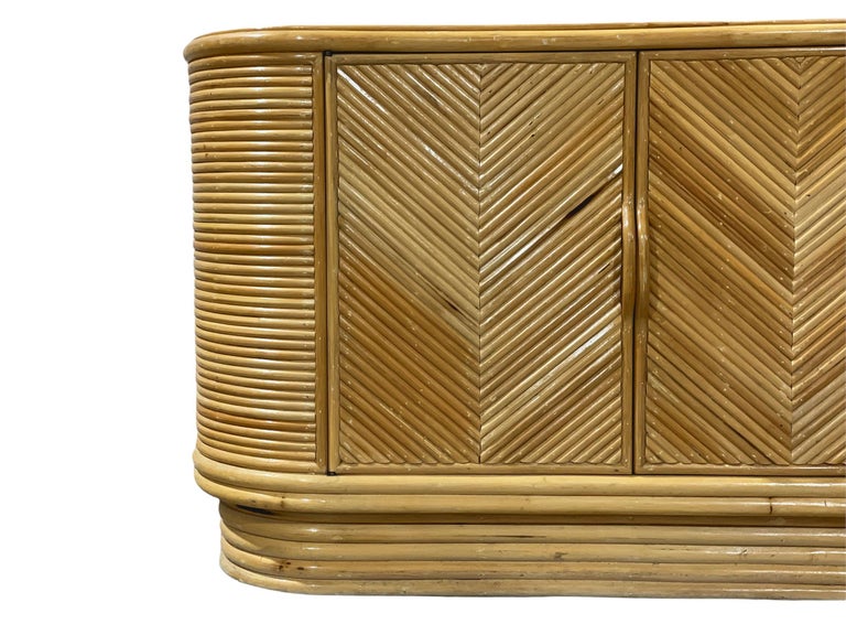 Vintage Modern Split Reed Bamboo Rattan Oval Shape Credenza, Circa 1975 ...