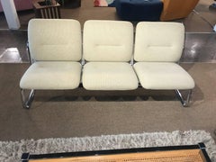Vintage Modern Steelcase Chrome Loveseat Couch, Three Set