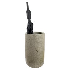 Vintage Modern Stoneware Umbrella Stand or Floor Planter Style of Earthgender