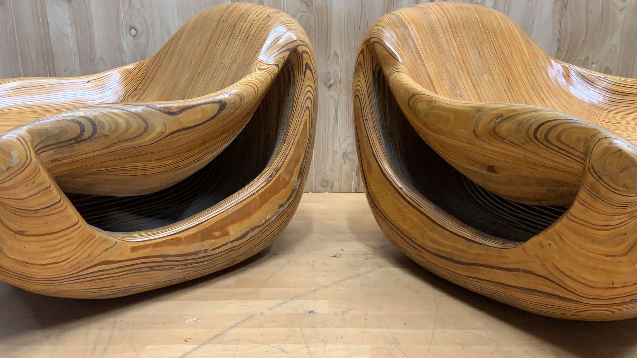 Hand-Crafted Vintage Modern Strata Chair by Stew Design, Pair