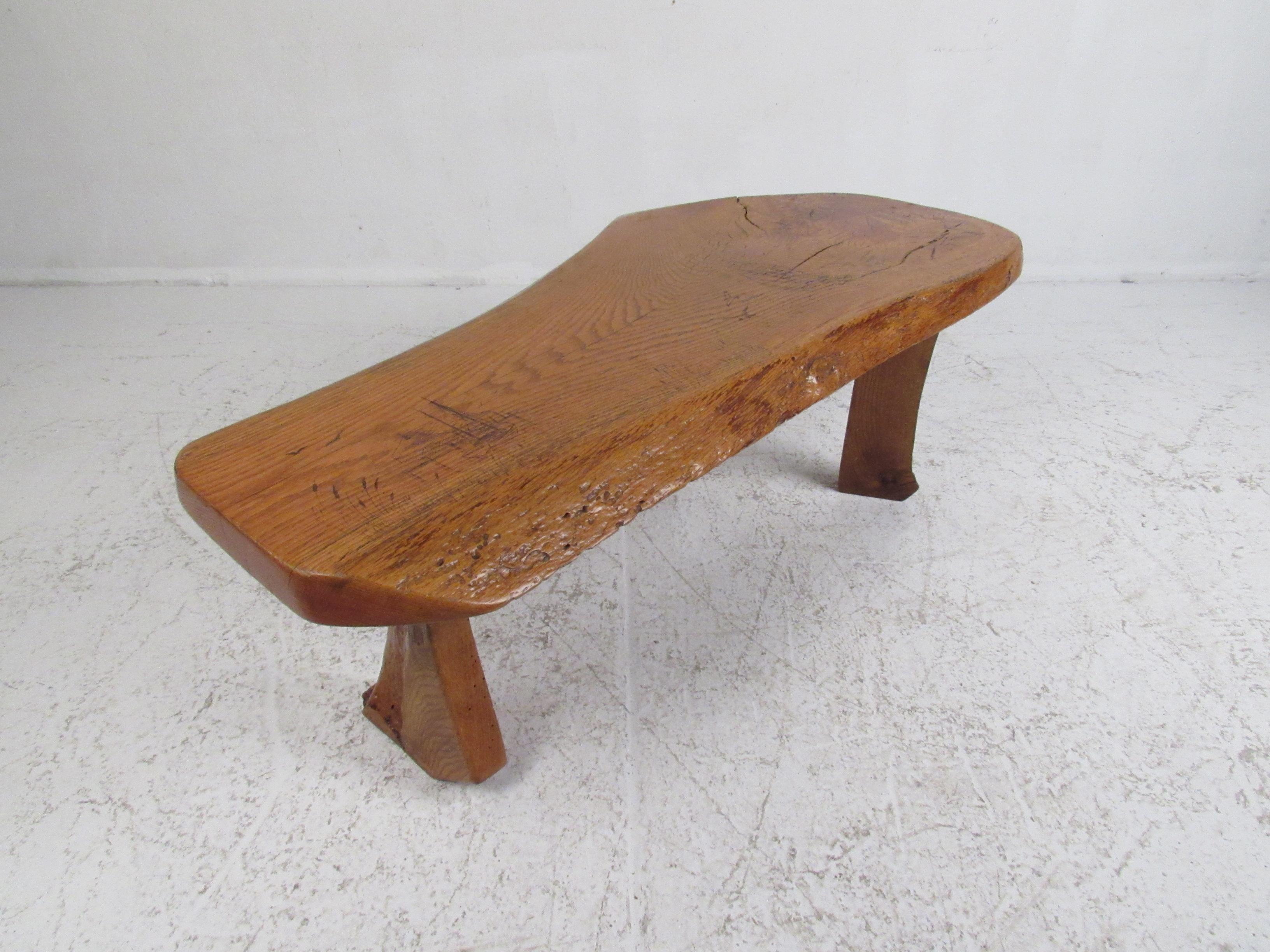 Vintage Modern Studio Made Live Edge Coffee Table In Good Condition In Brooklyn, NY