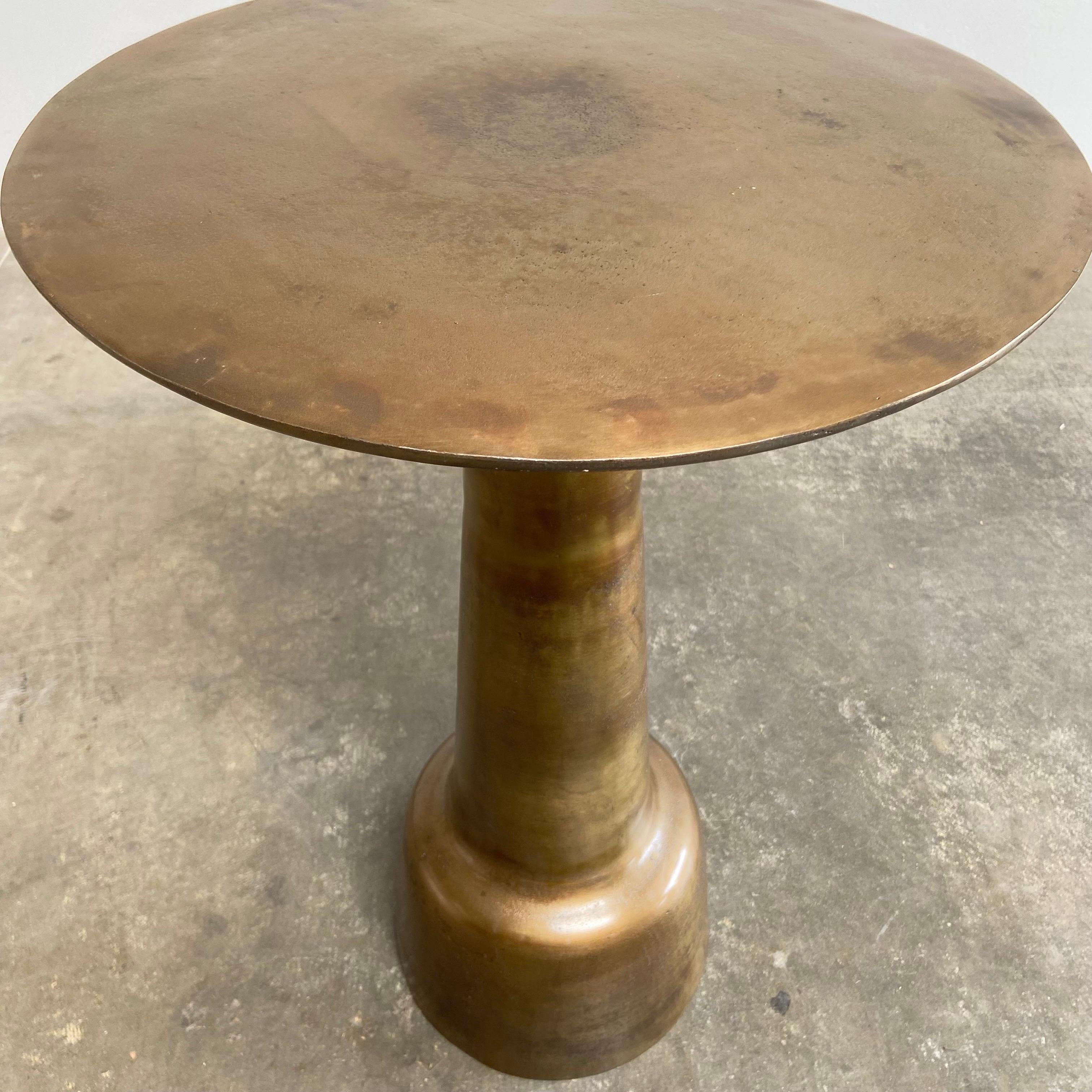 Vintage Modern Style Metal Side Table in Distressed Antique Brass Finish 6