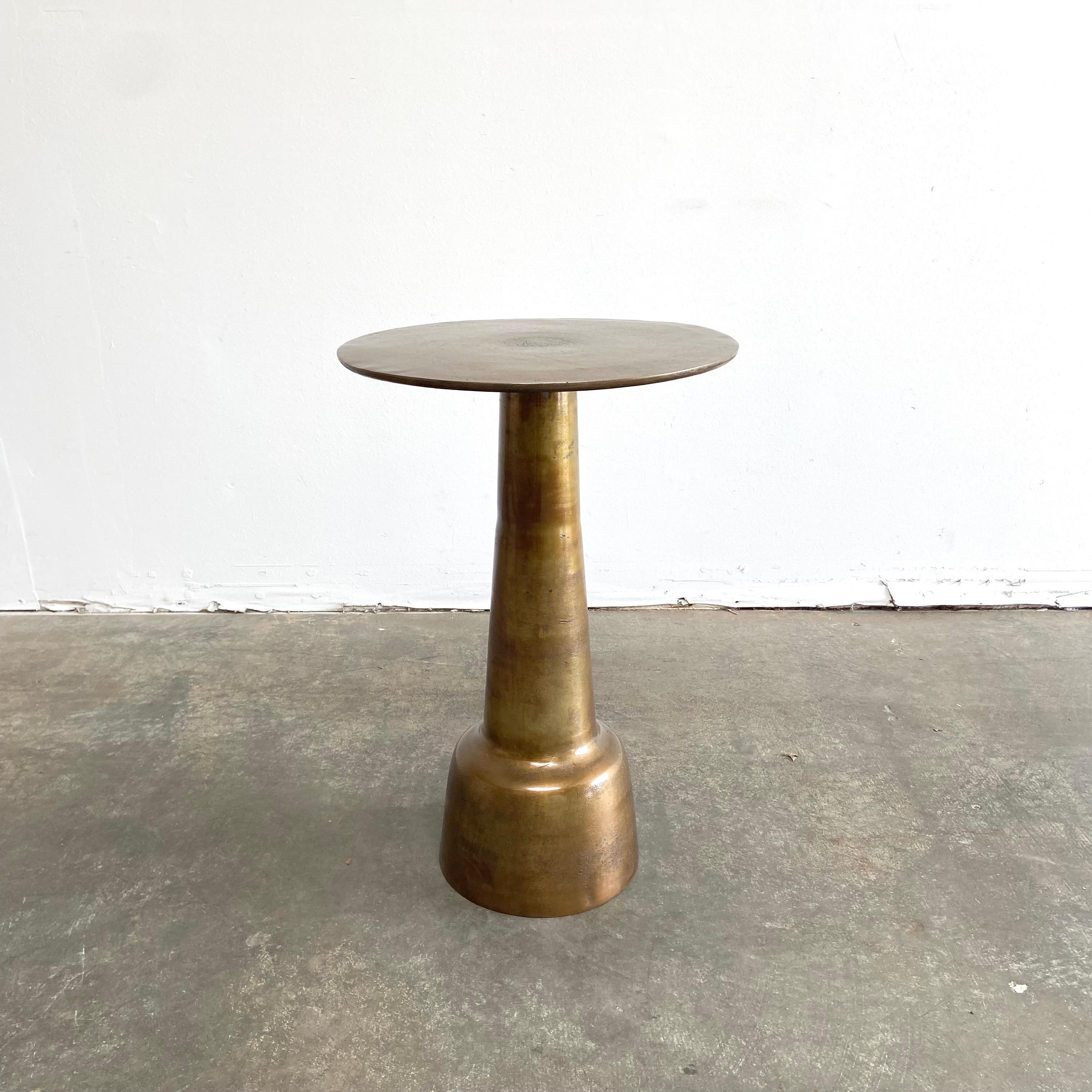 Vintage Modern Style Metal Side Table in Distressed Antique Brass Finish 7