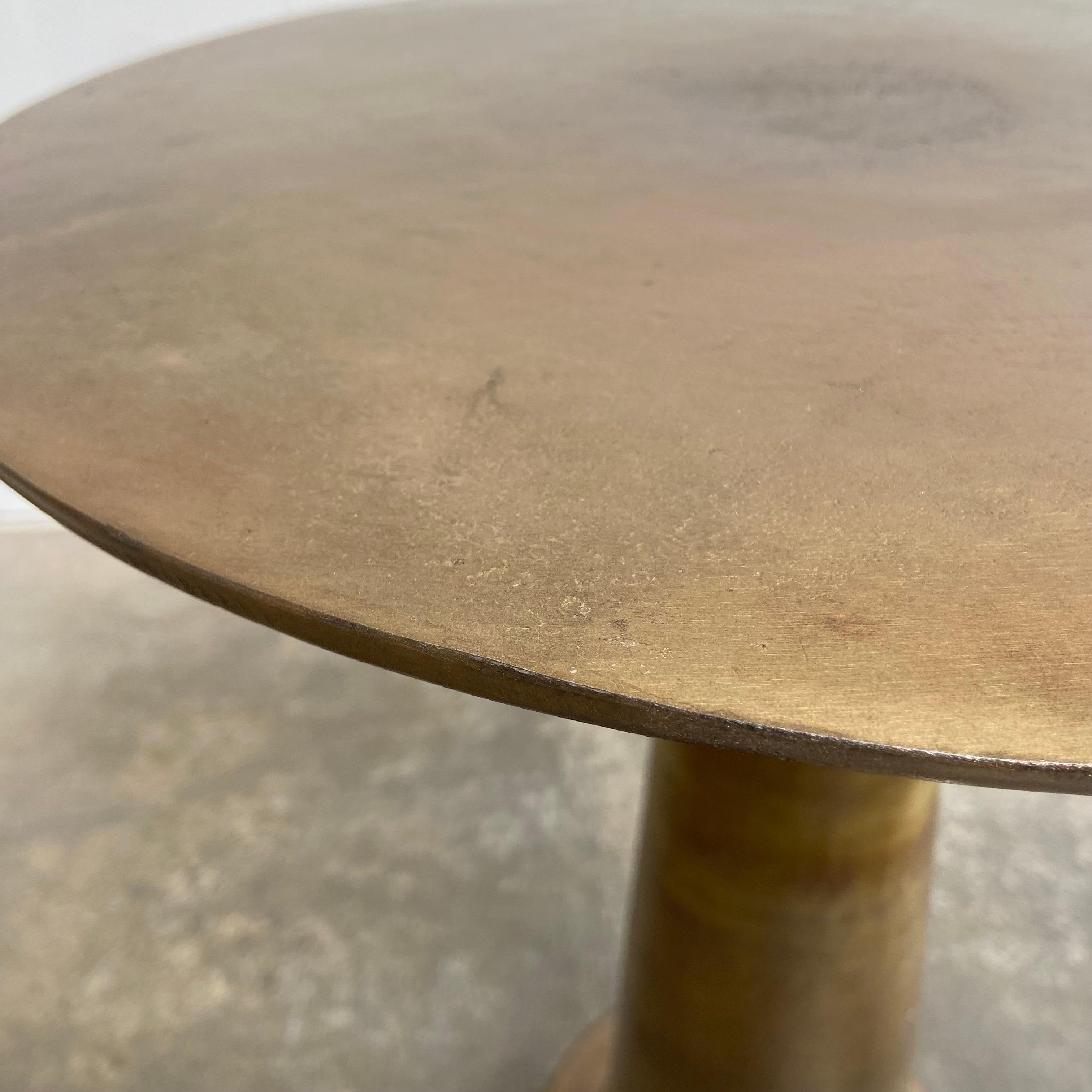 Vintage Modern Style Metal Side Table in Distressed Antique Brass Finish 4