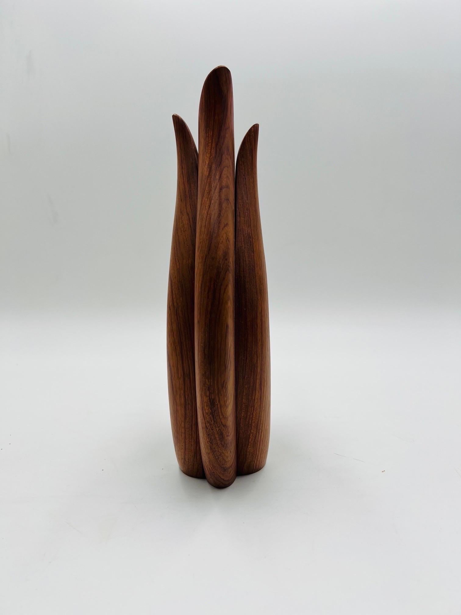 Unknown Vintage Modern Style Studio Quality Vase Featured in Teak Wood For Sale