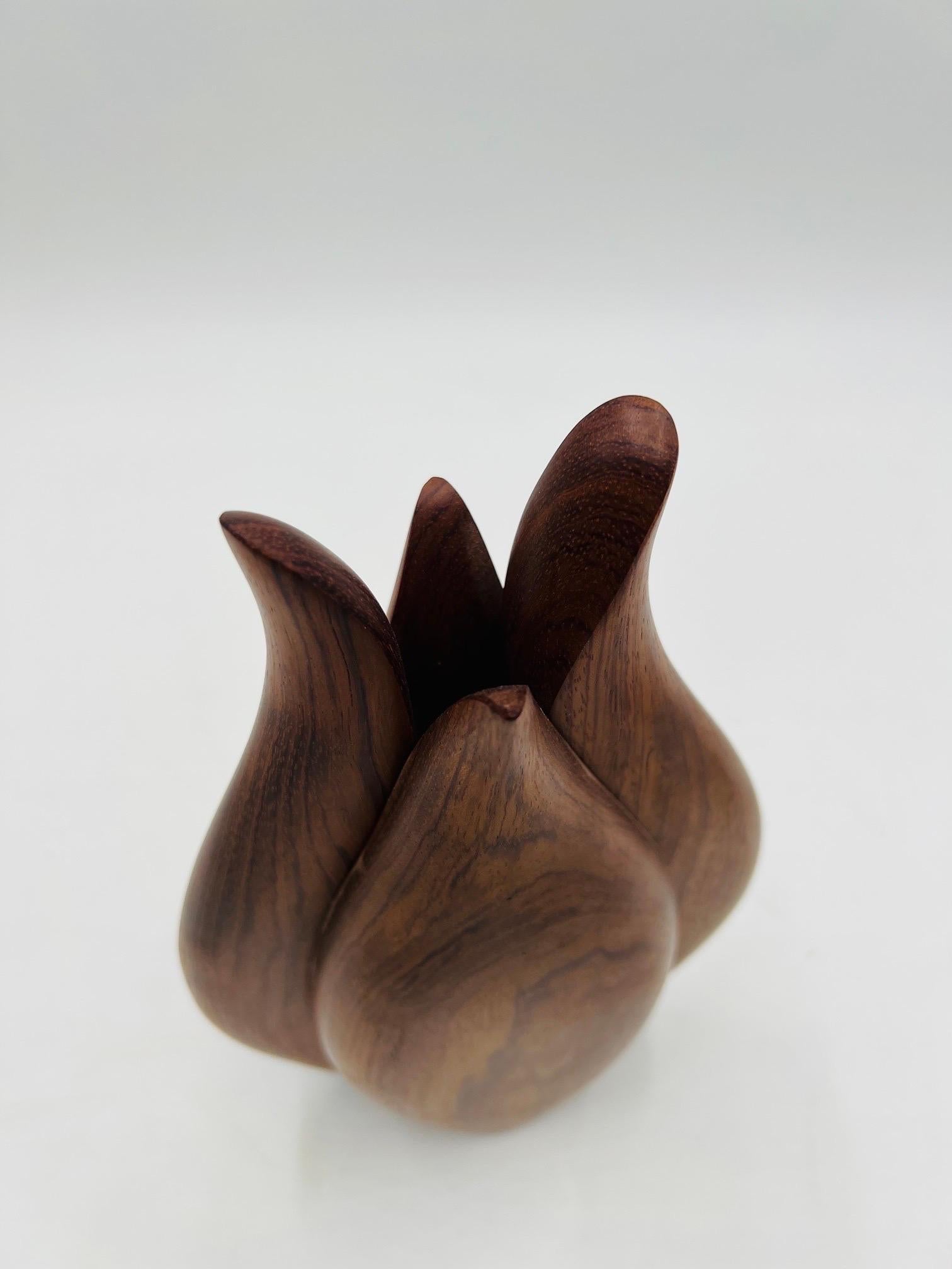 Vintage Modern Style Studio Quality Vase Featured in Teak Wood For Sale 1