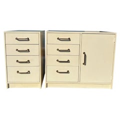 Vintage Modern Style White Pair of Dressers Chest of Drawers Cabinets - Set of 2