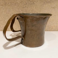 Antique Copper Beer Mug Two Handled Rustic Vintage Party Grog Pass Cup
