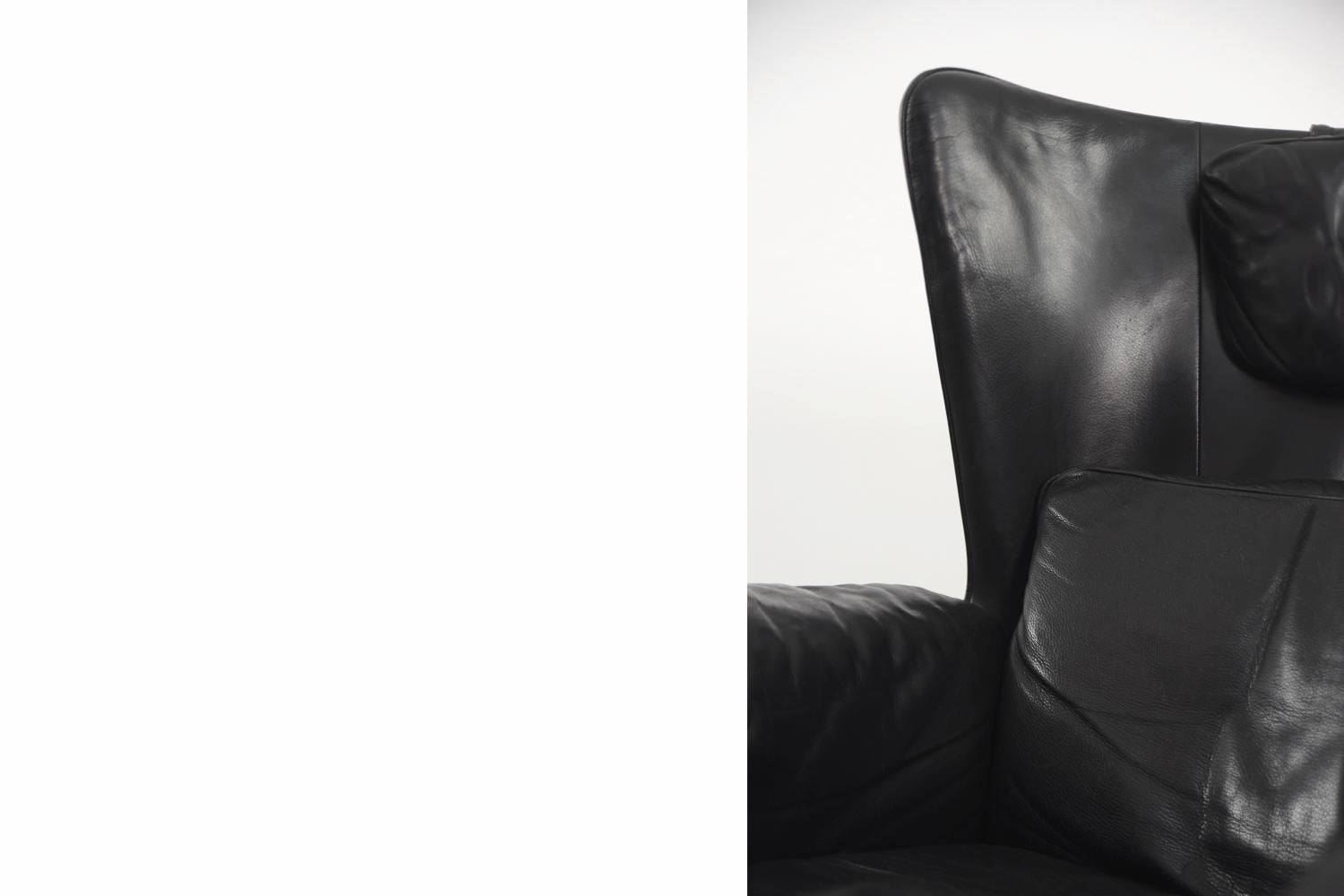 Vintage Modern Swiss Leather DS-23 Wing Chair by Franz Josef Schulte for De Sede For Sale 7