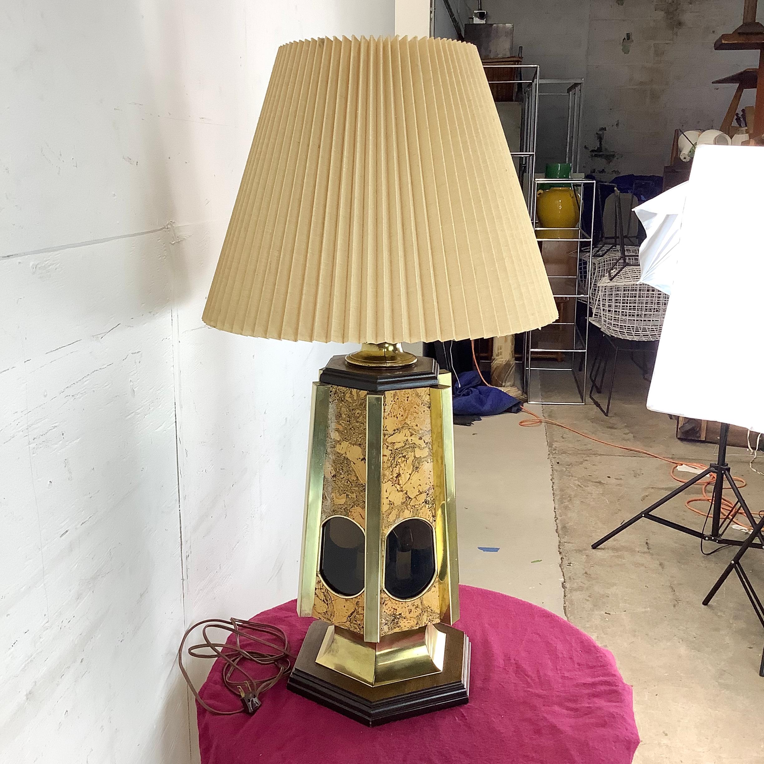 Lampe de table moderne vintage en liège et laiton en vente 2