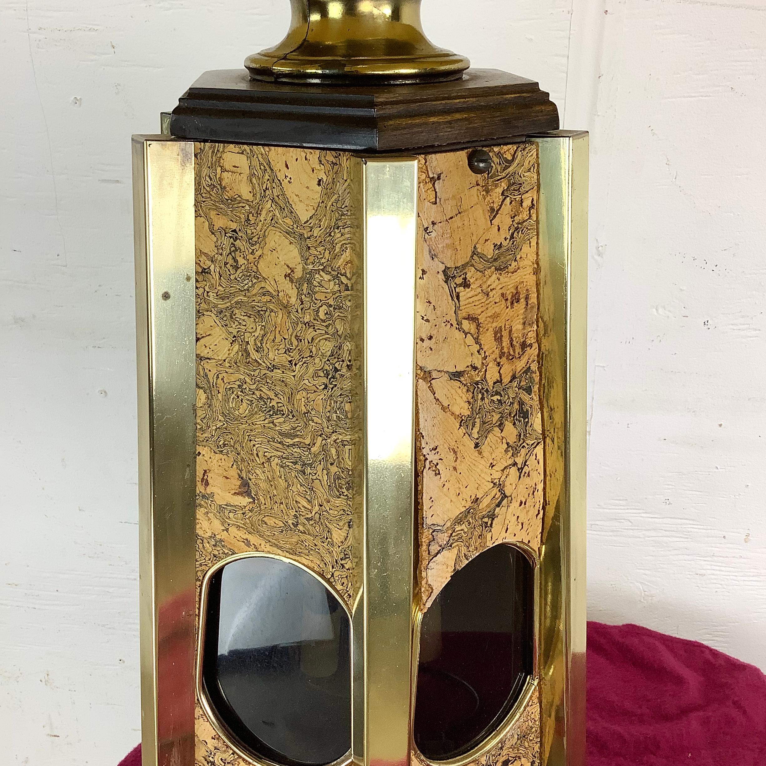 Lampe de table moderne vintage en liège et laiton en vente 5