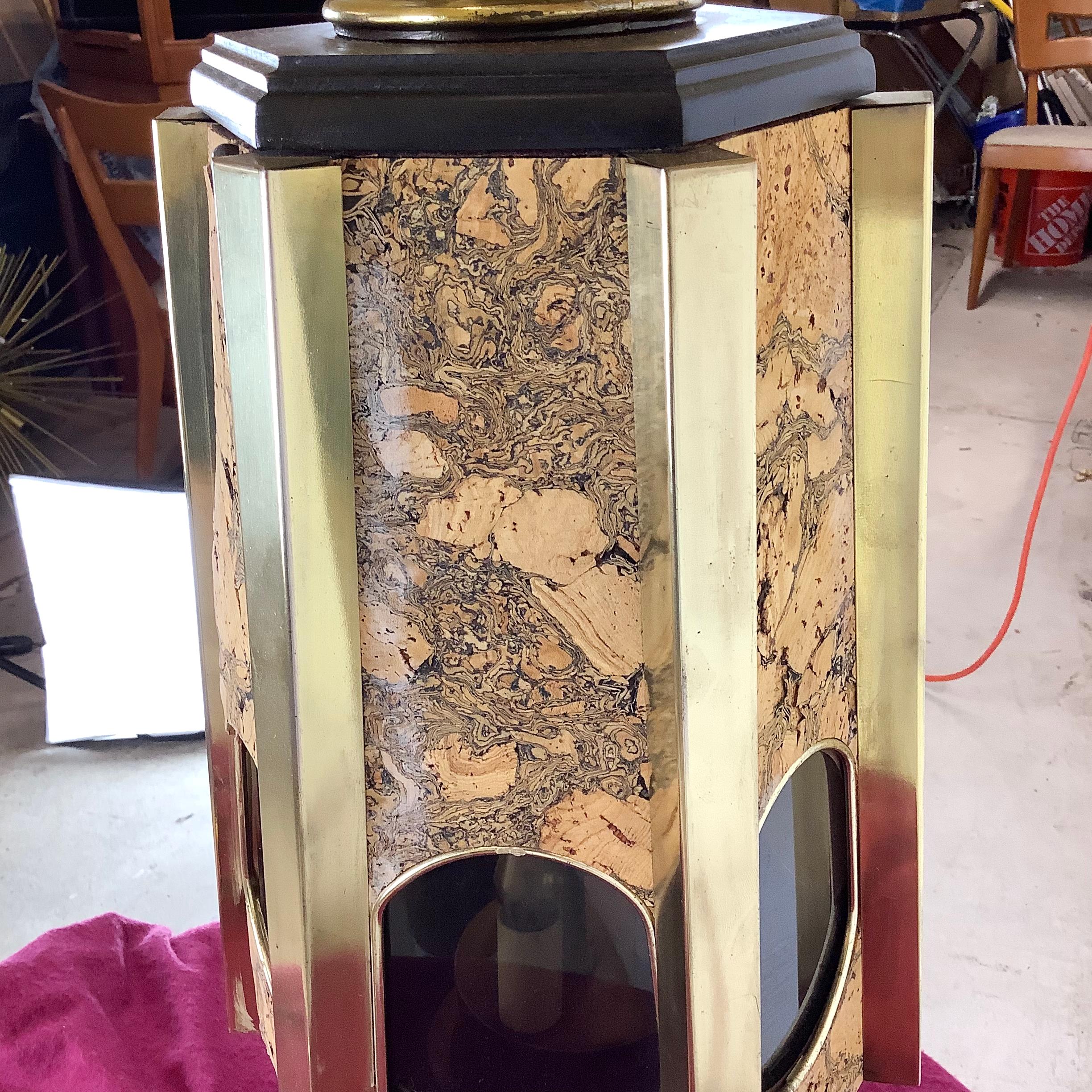 Lampe de table moderne vintage en liège et laiton en vente 6