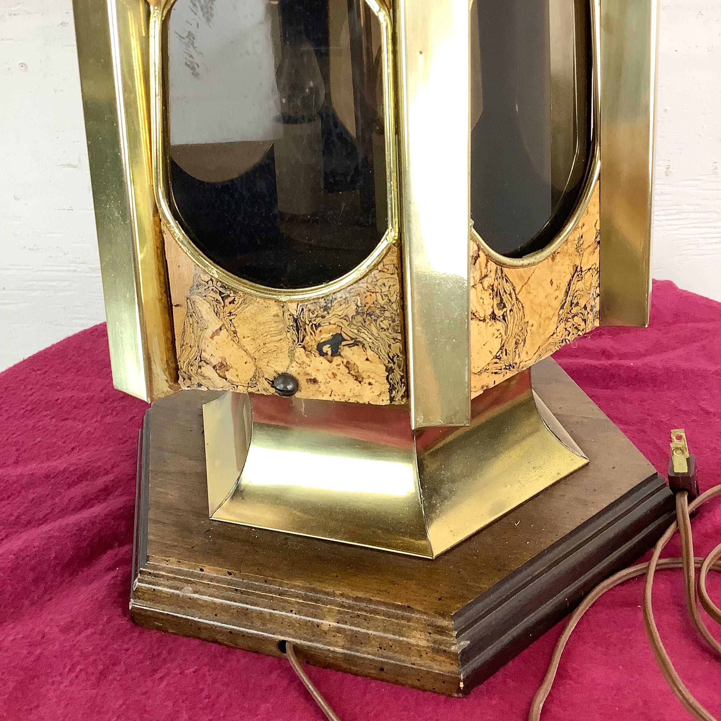 Lampe de table moderne vintage en liège et laiton en vente 7