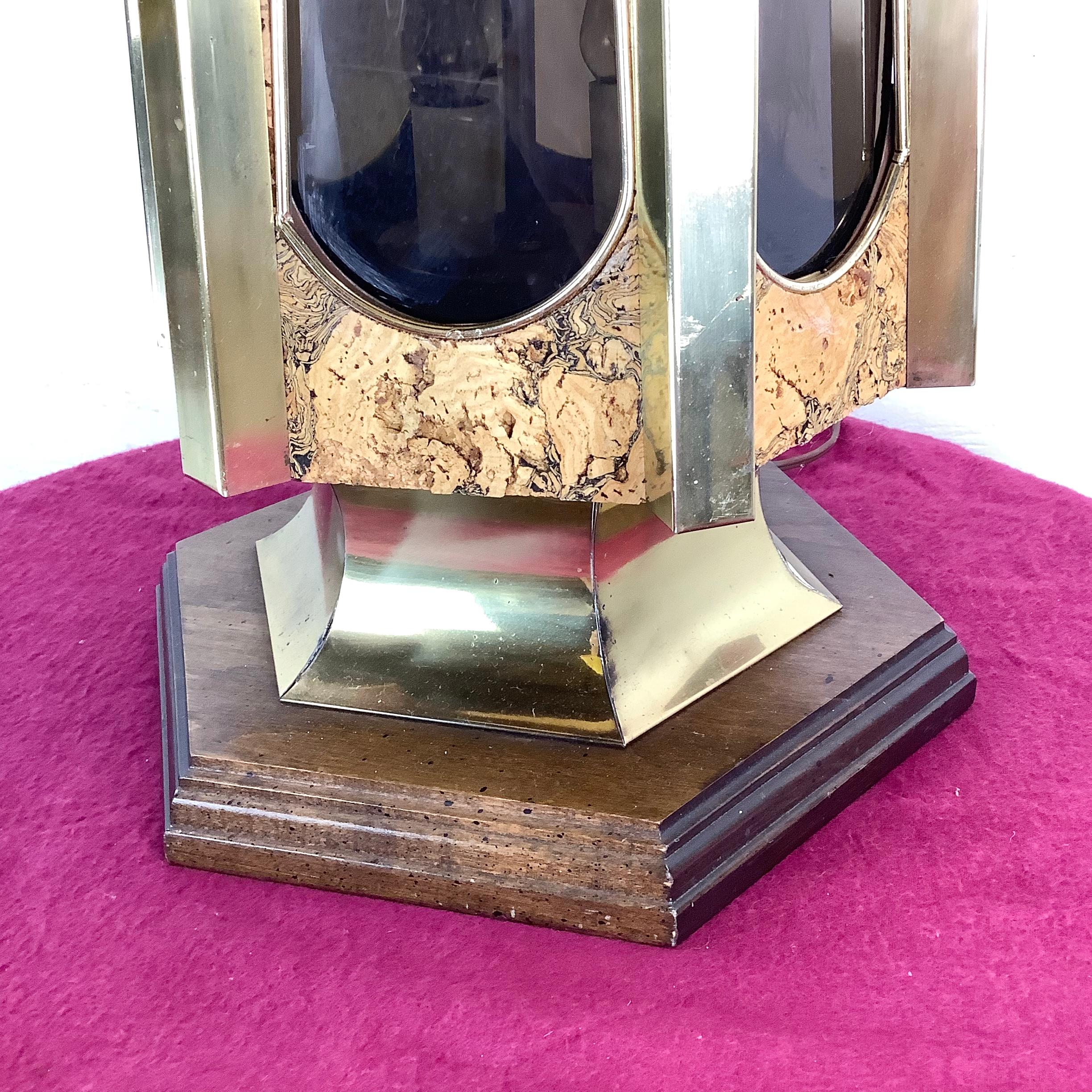 Lampe de table moderne vintage en liège et laiton en vente 9