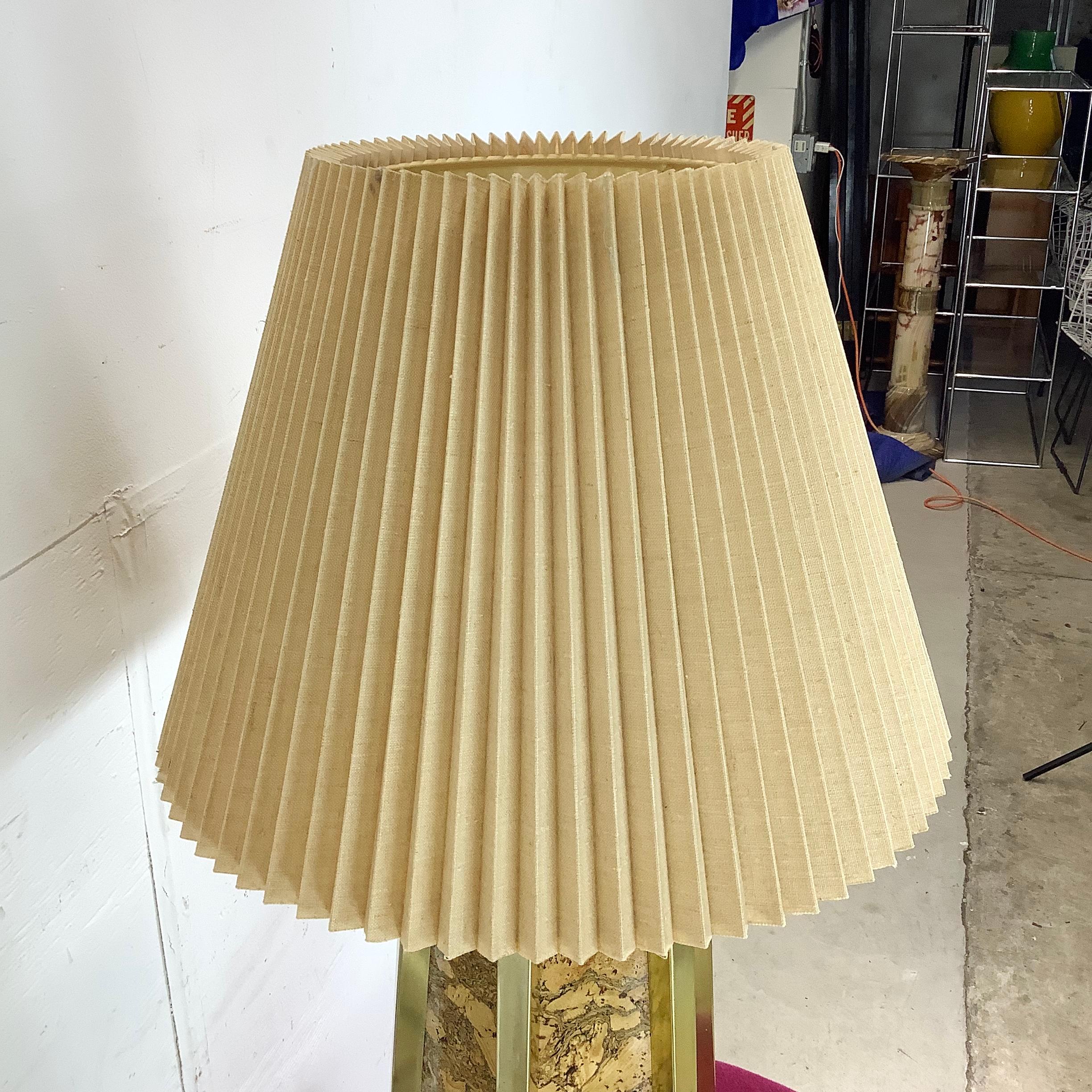 Lampe de table moderne vintage en liège et laiton en vente 1