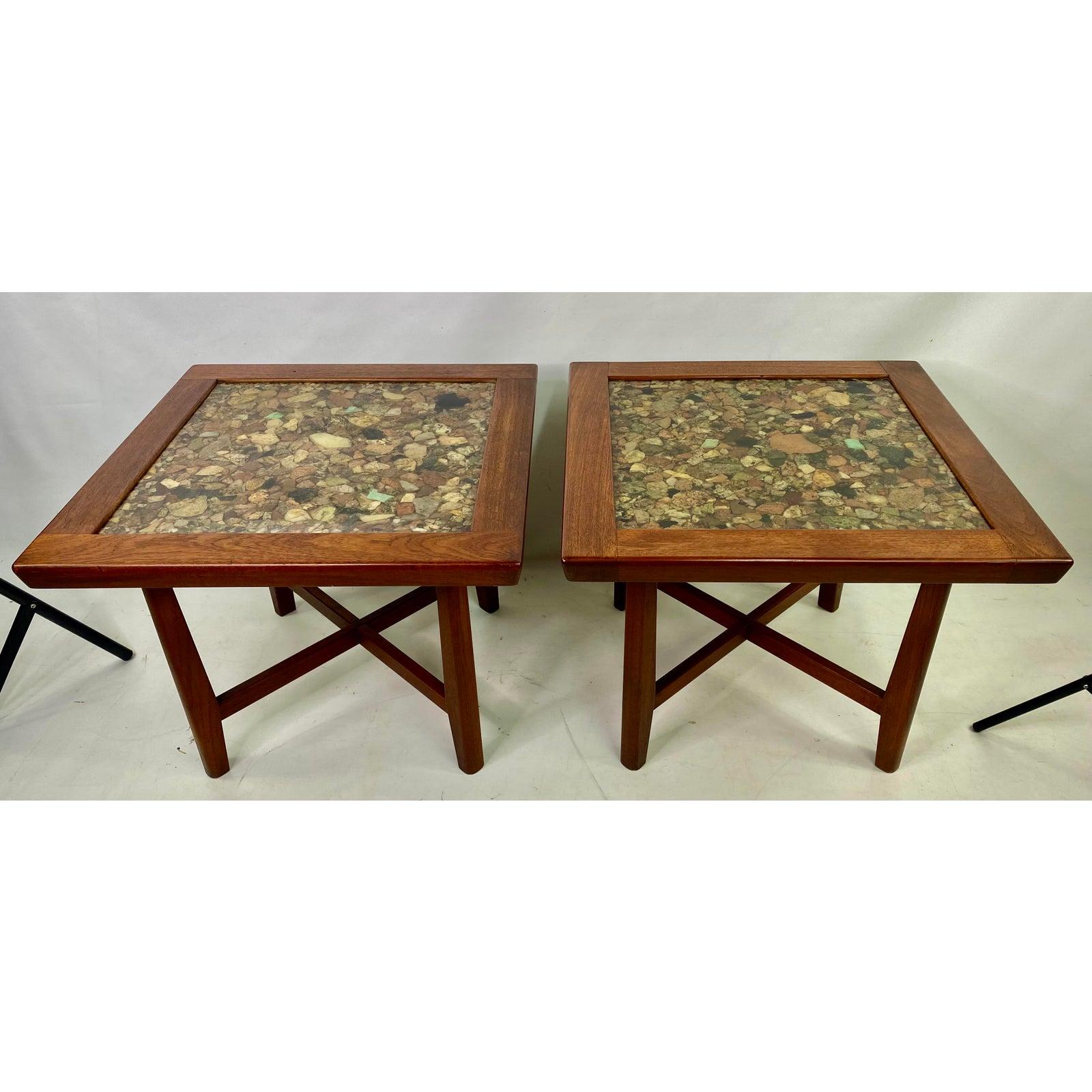 Vintage Modern Teak and Rock Resin Tables Designed by Arvid Haerum 6