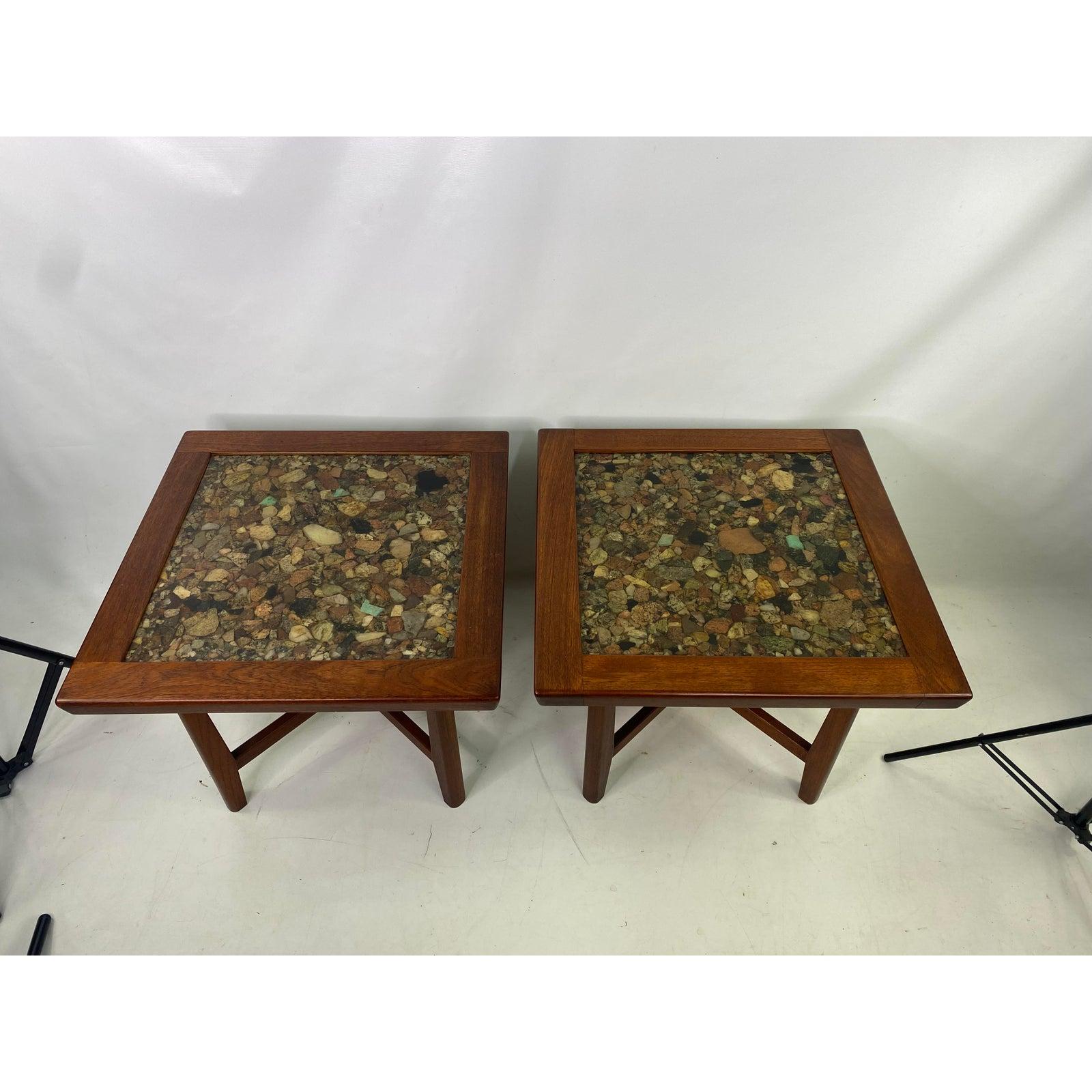 Vintage Modern Teak and Rock Resin tables Designed by Arvid Haerum.
