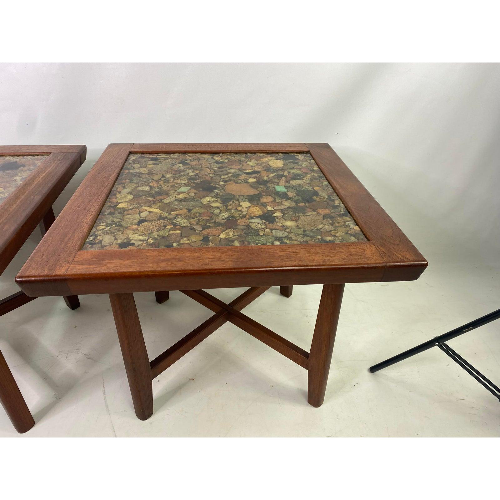 Vintage Modern Teak and Rock Resin Tables Designed by Arvid Haerum In Good Condition In Esperance, NY