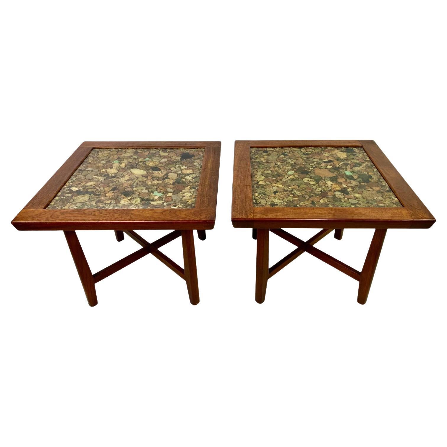 Vintage Modern Teak and Rock Resin Tables Designed by Arvid Haerum