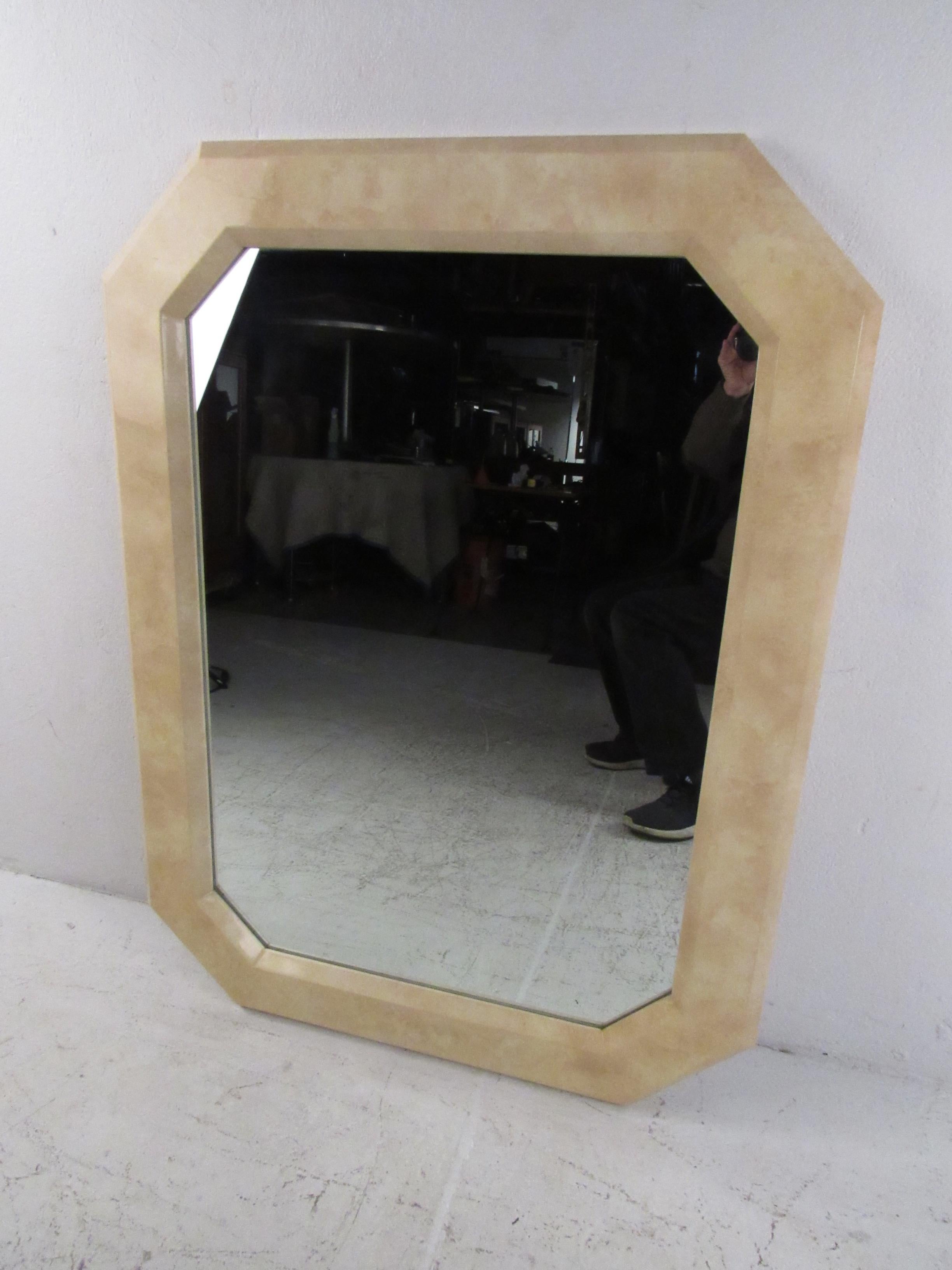 Late 20th Century Vintage Modern Tessellated Mirror For Sale