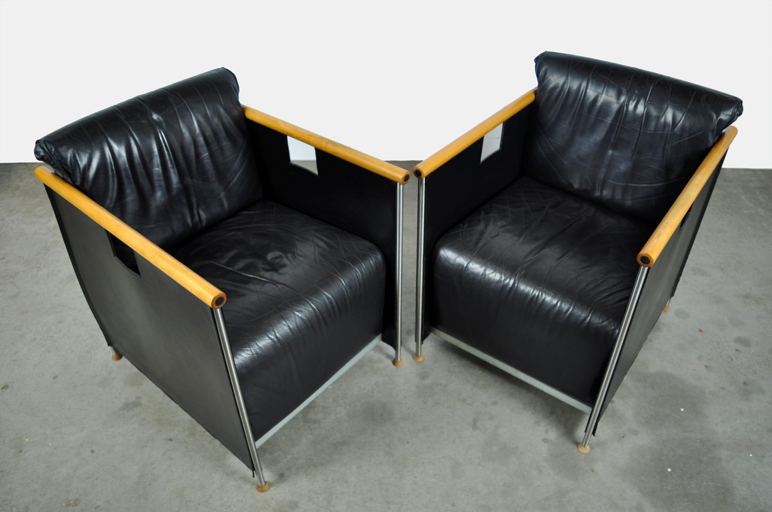 Vintage Modern the Box Easy Chairs by Mazairac & Boonzaaijer for Castelijn, 80s In Fair Condition For Sale In Denventer, NL