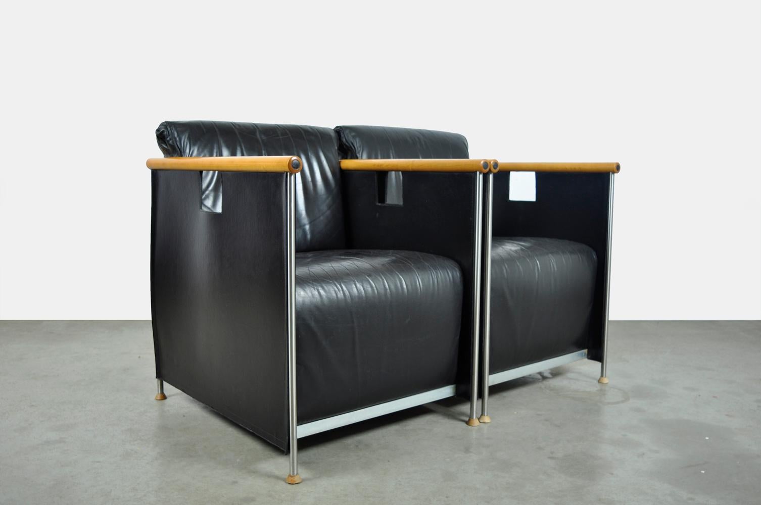 Easy Chairs „The Box“ von Mazairac & Boonzaaijer für Castelijn, 80er Jahre, Moderne im Angebot 1