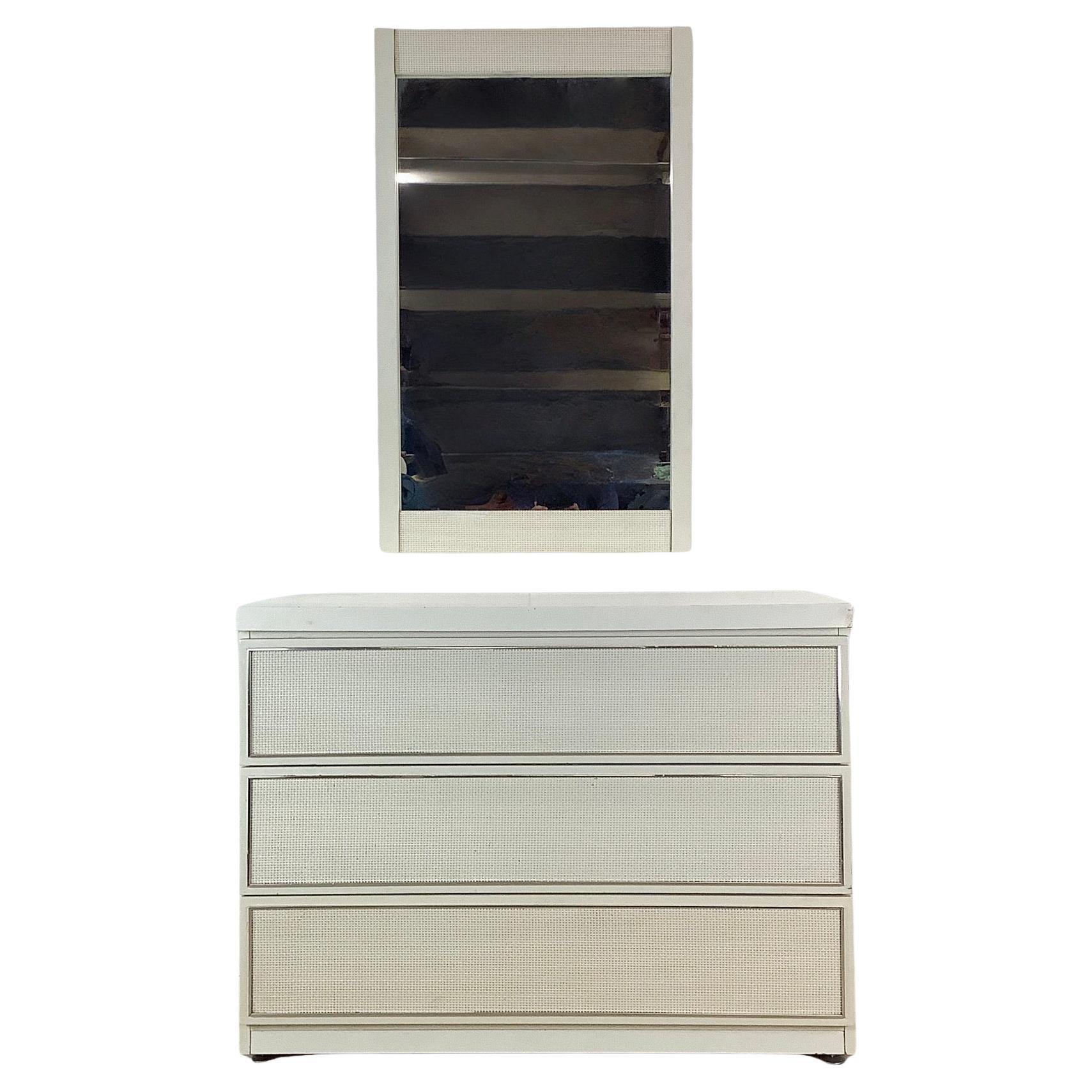 Vintage Modern Three Drawer Chest With Mirror For Sale