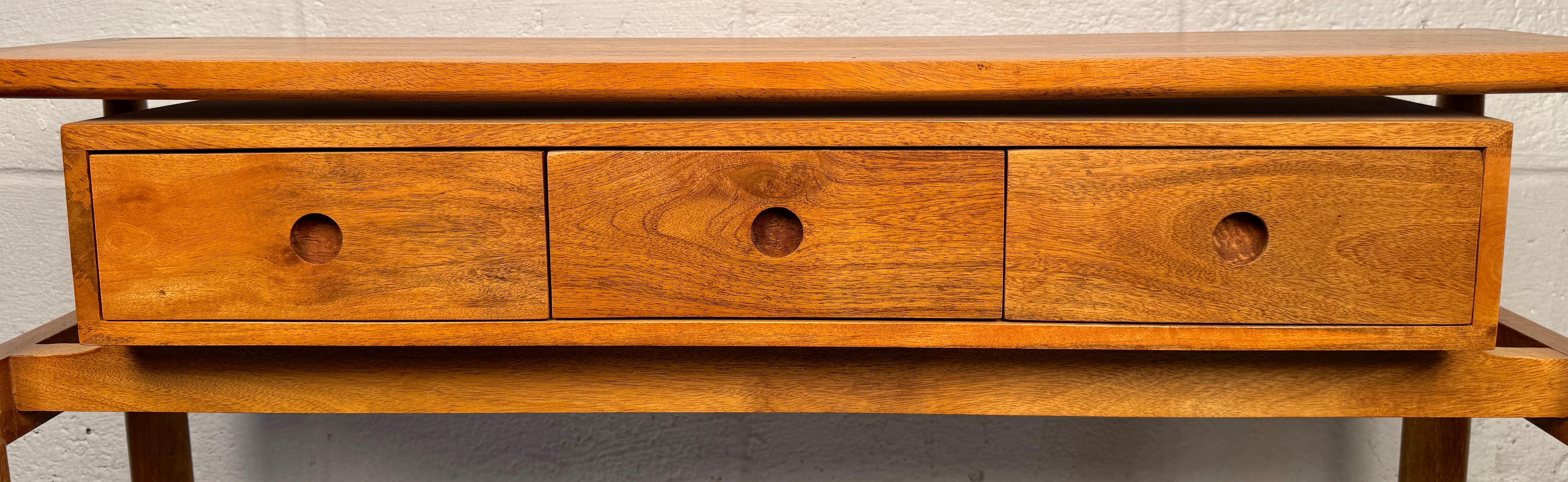 Vintage Modern Three Drawer Console Table For Sale 4