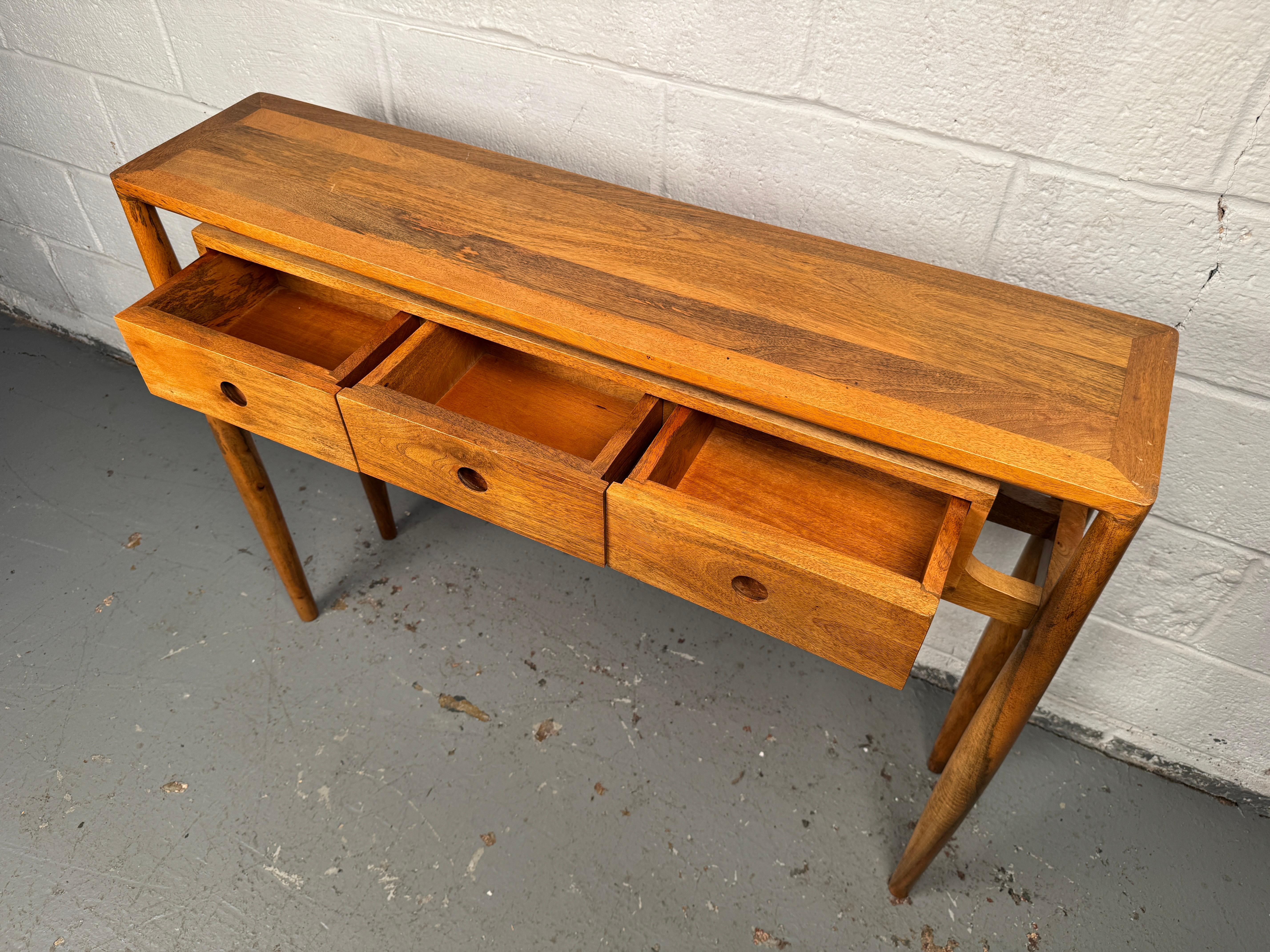 Vintage Modern Three Drawer Console Table For Sale 6